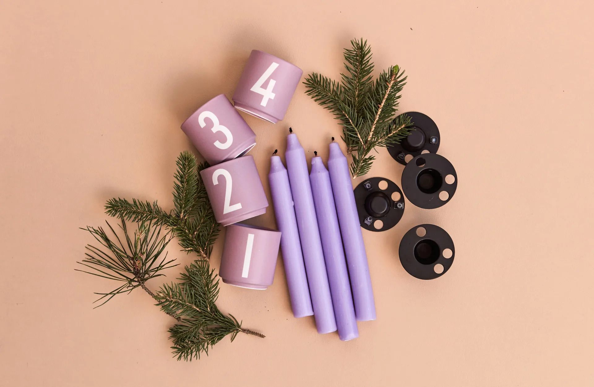 Set de 4 tasses Mini Cups, Lavender Design Letters