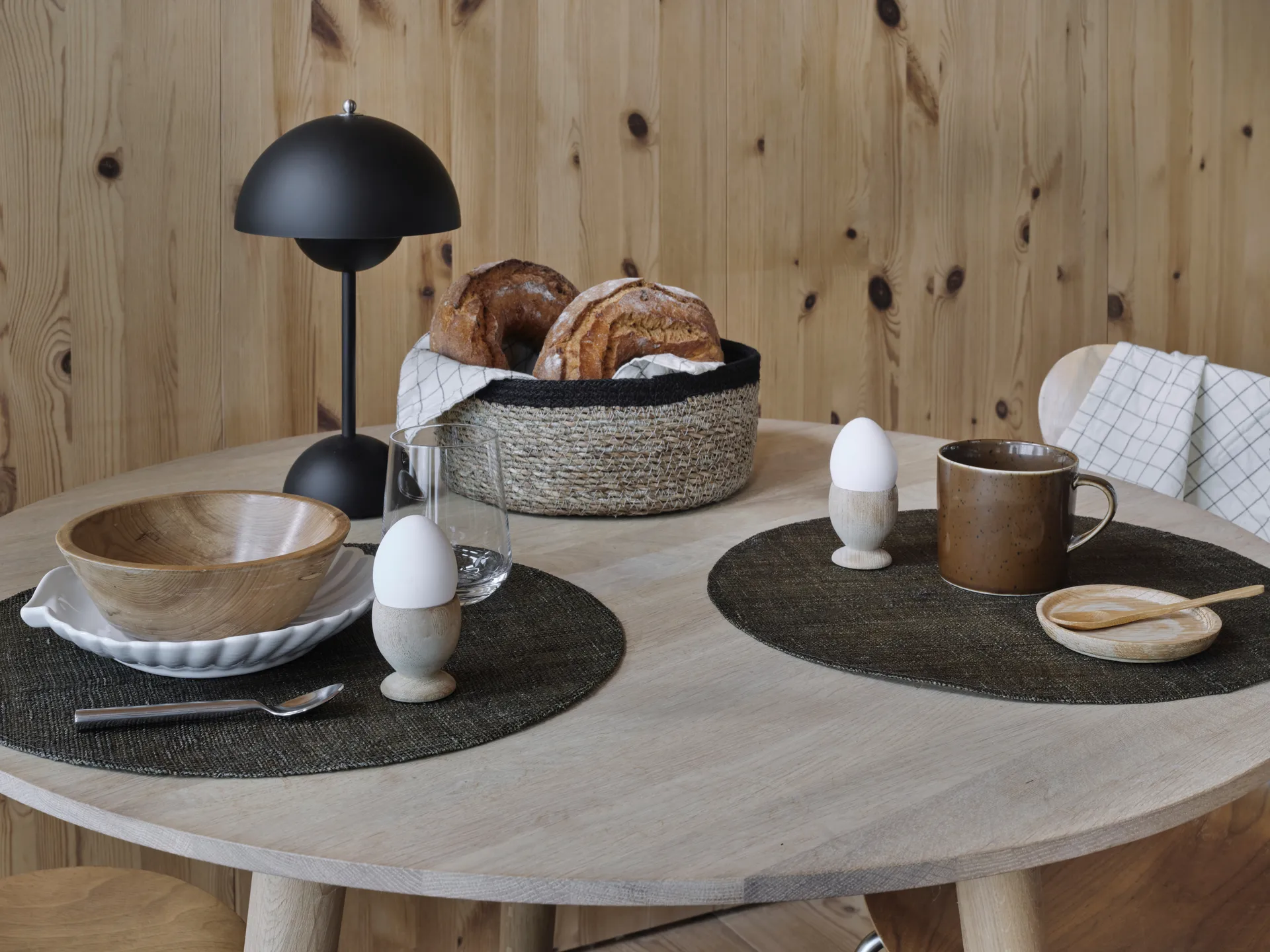 Corbeille à pain Emil, lot de 3, naturel-noir Dixie