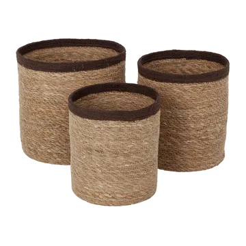 Corbeille de rangement Emil large, lot de 3 - Naturel-marron - Dixie