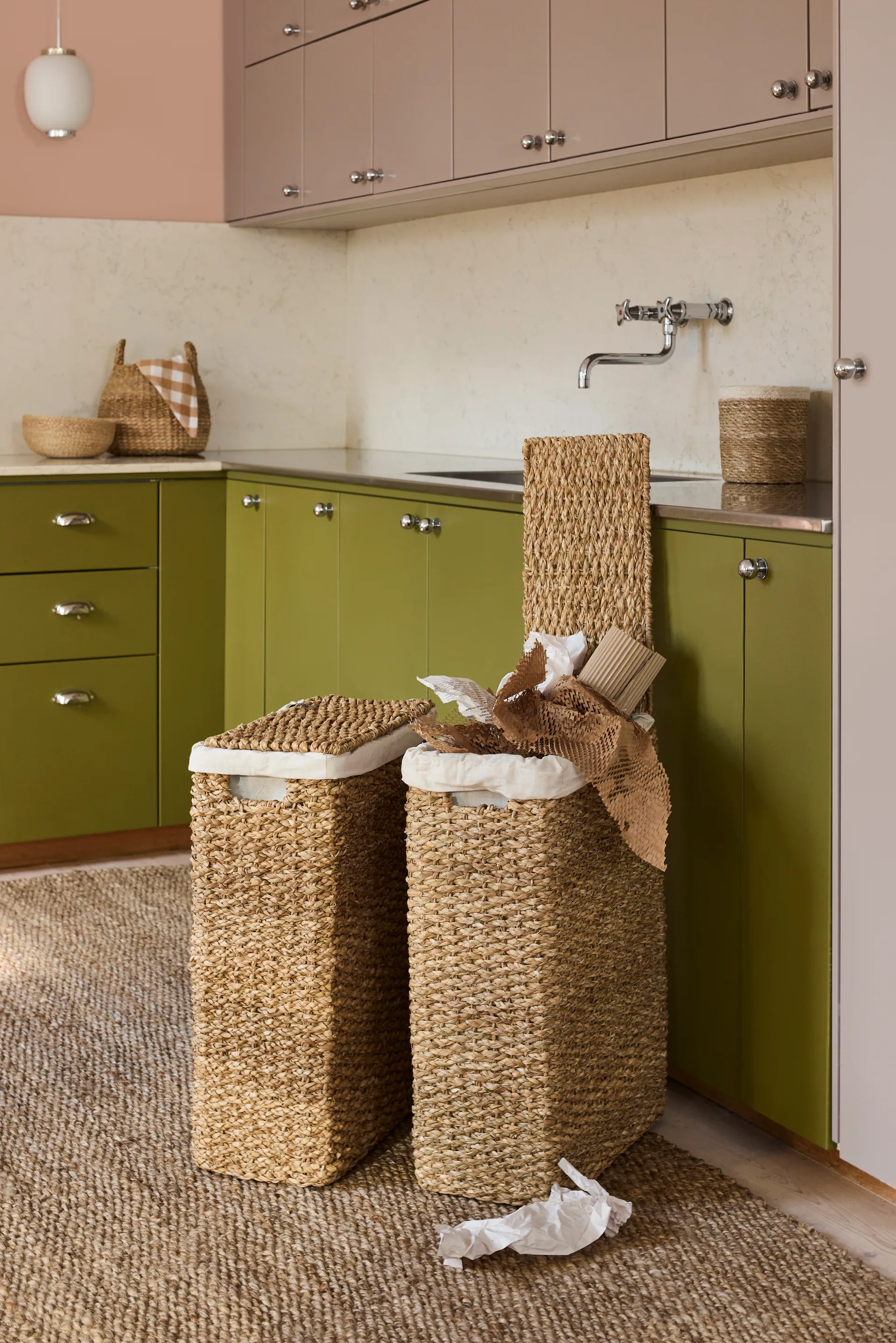 Panier à linge tressé naturel Esther, 58 cm Dixie