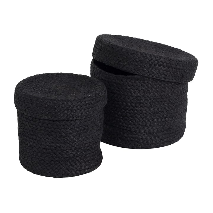 Panier de rangement avec couvercle Elin pack de 2 - Noir - Dixie
