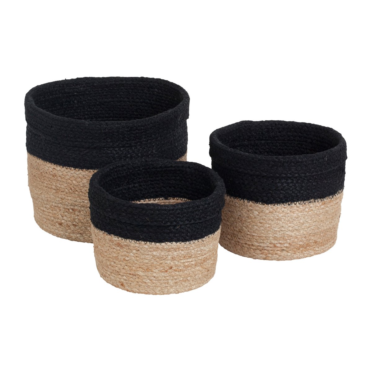Dixie Panier de rangement Elin pack de 3 Naturel-noir