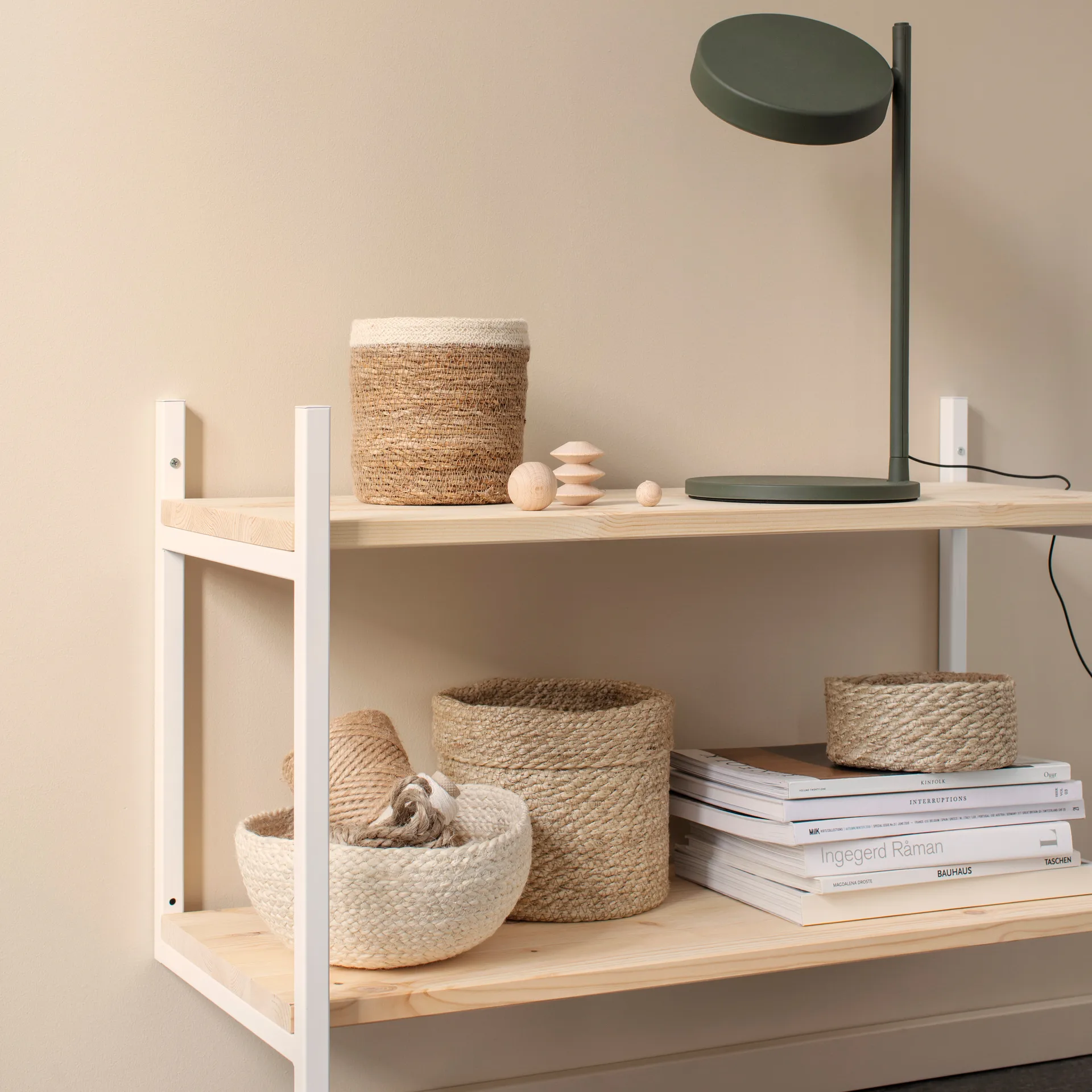 Panier de rangement Emil Lot de 3 small, Nature-blanc Dixie