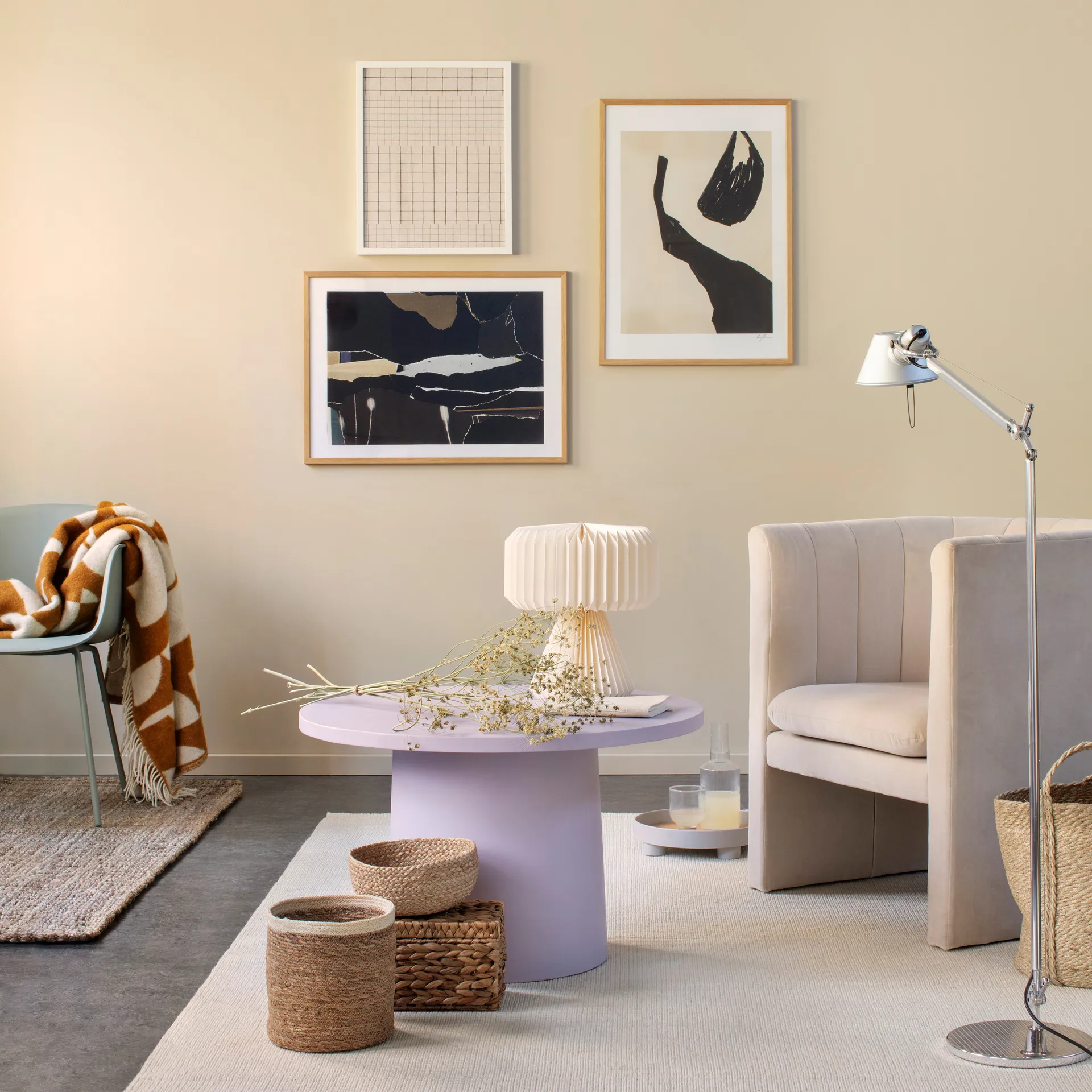 Panier de rangement Emil Lot de 3 small, Nature-blanc Dixie