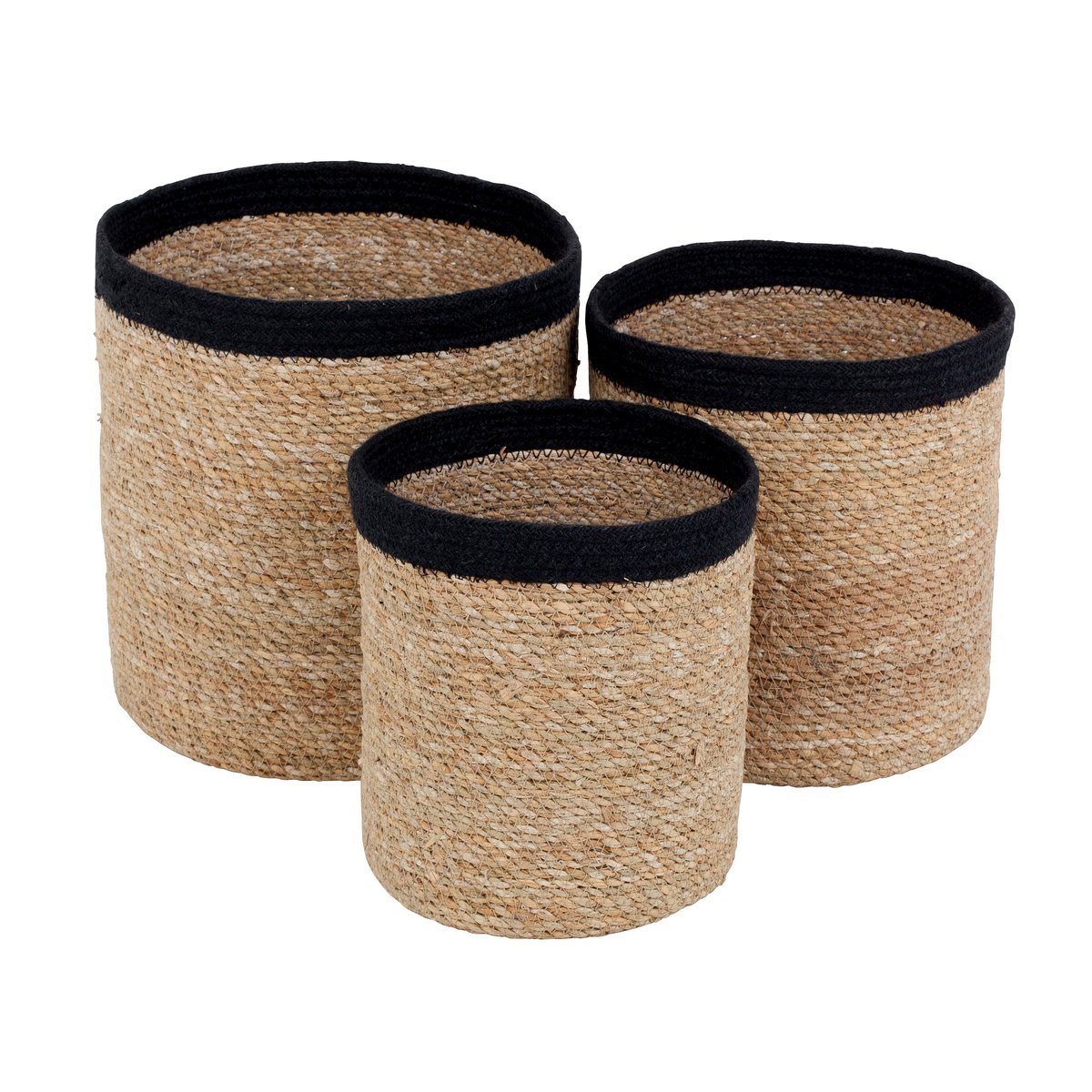 Dixie Panier de rangement Emil Lot de 3 small Nature-noir