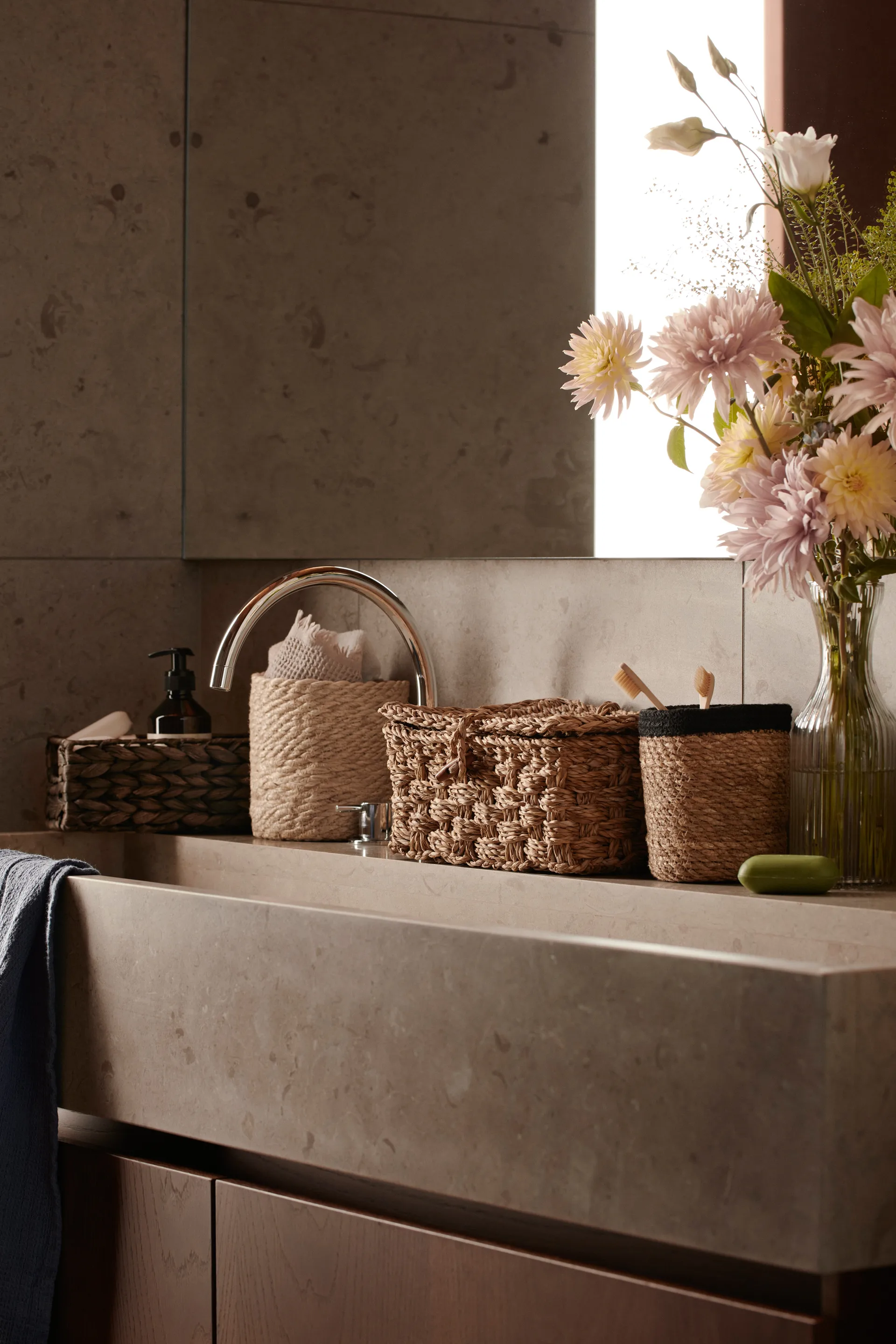 Panier de rangement Esther Lot de 2, Nature Dixie