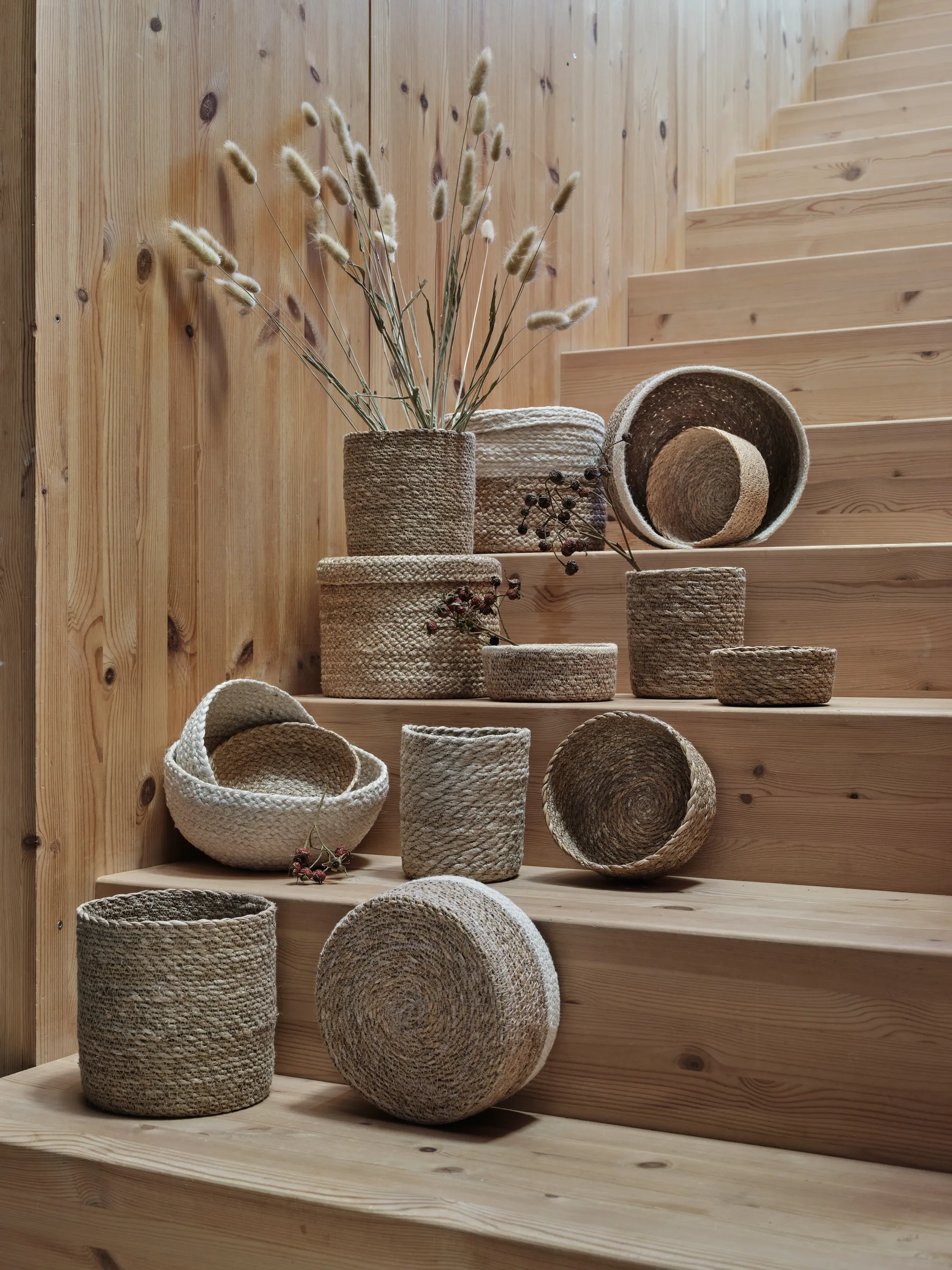 Panier de rangement Twisted small Lot de 3, Nature-gris Dixie