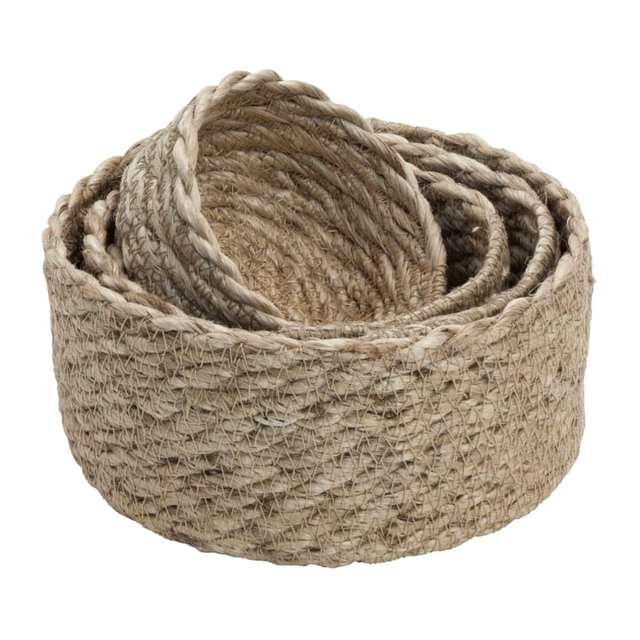 Panier en jute Elin mini twist Lot de 4 - Nature-gris - Dixie