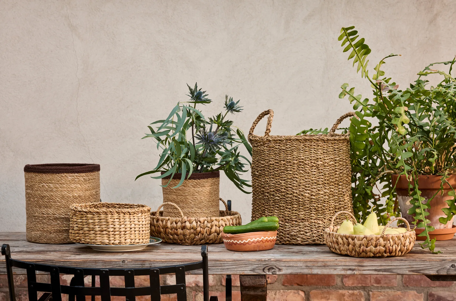 Panier Lily avec poignée 2 pièces, Natural Dixie