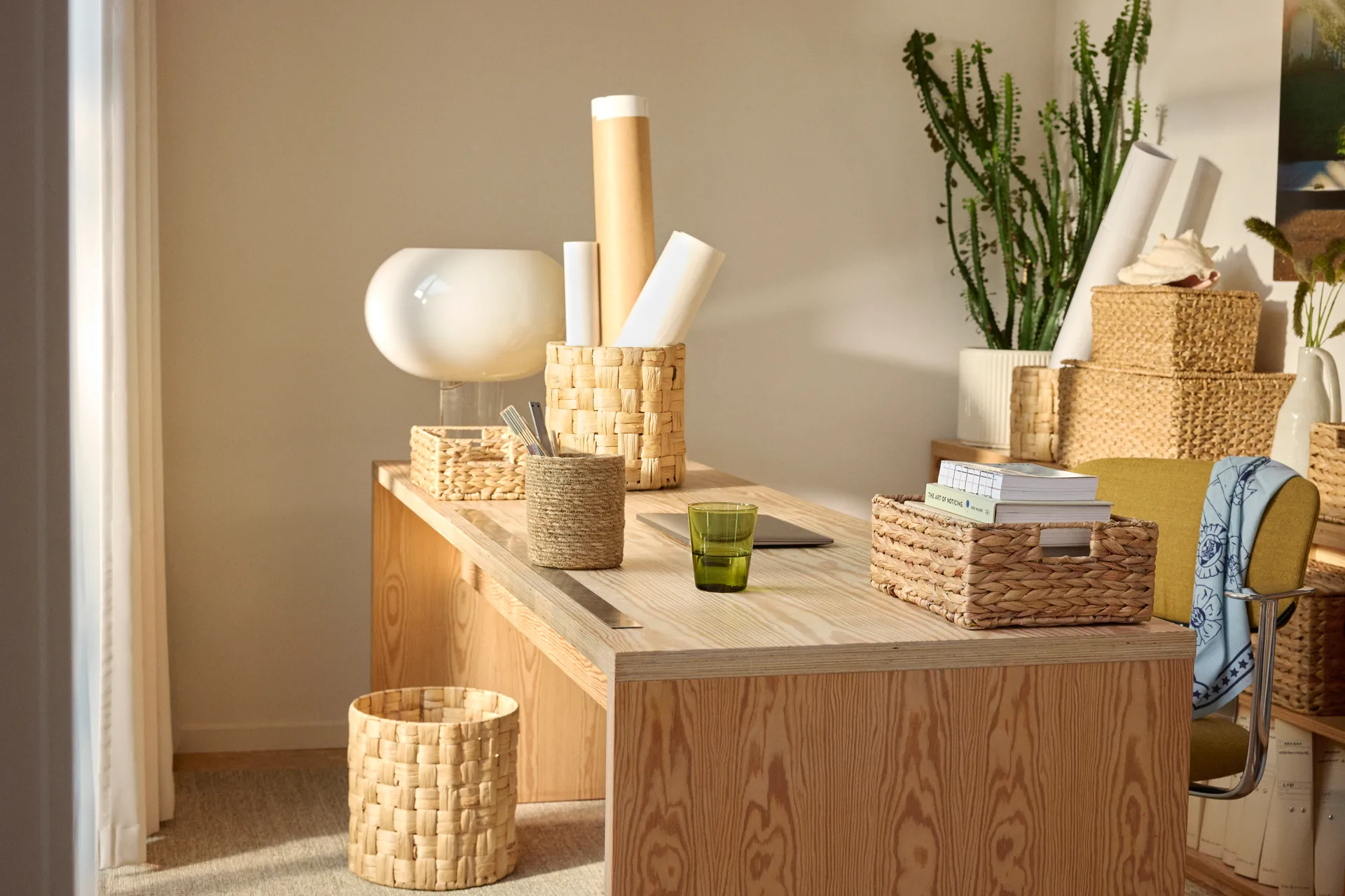 Paniers de rangement Lily cylinder Panama 3 pièces, Natural Dixie