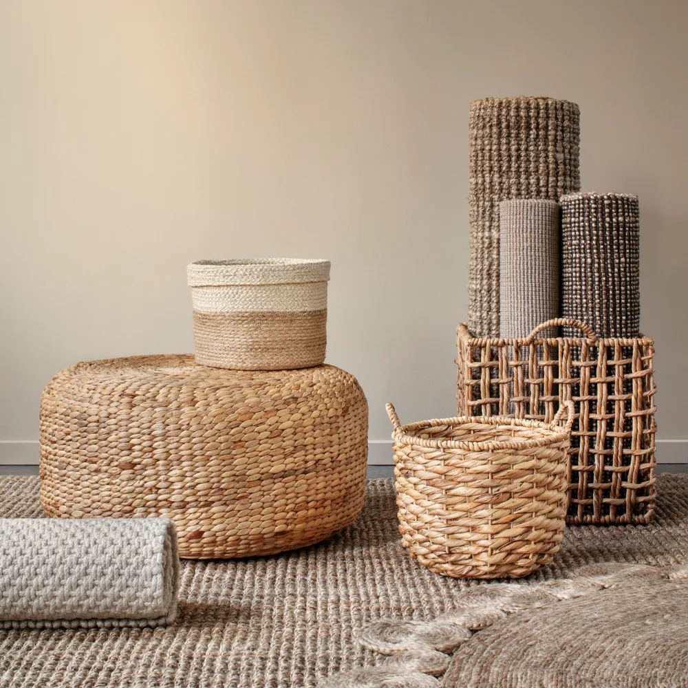 Pouf Lily Ø59 cm, natural, jacinthe d’eau, rond Dixie