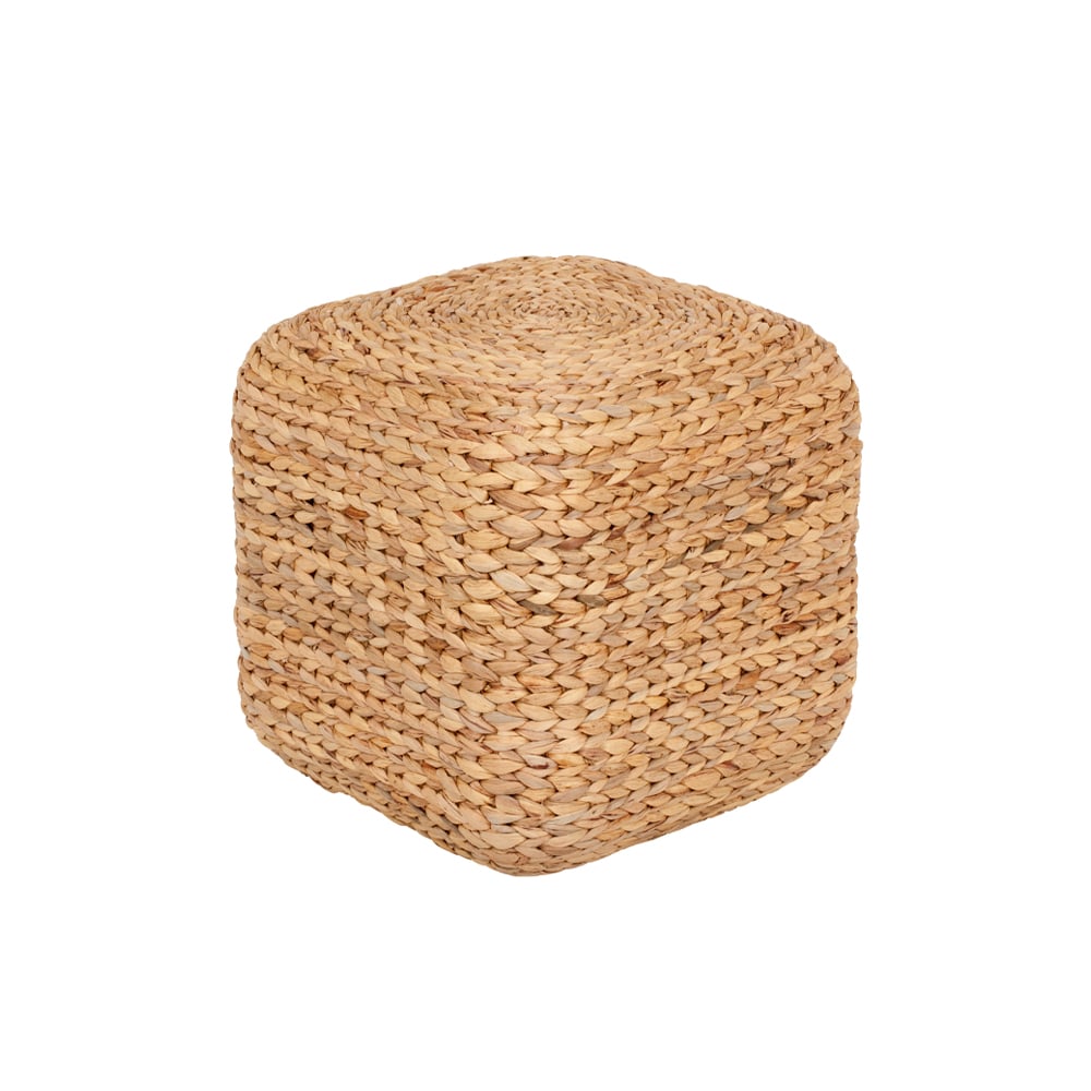 Dixie Pouf Lily natural, jacinthe d’eau, carré