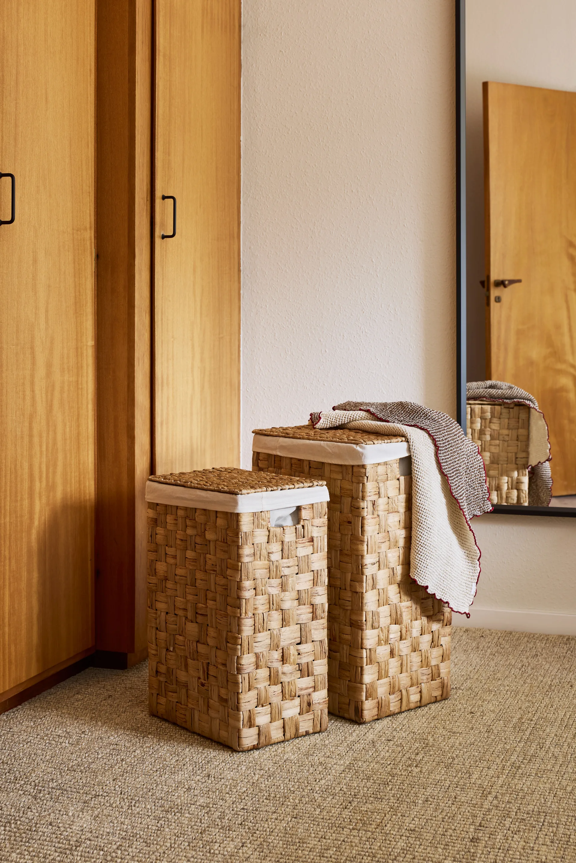 Set de paniers à linge rectangulaires Lily, 2 pièces, Natural Dixie