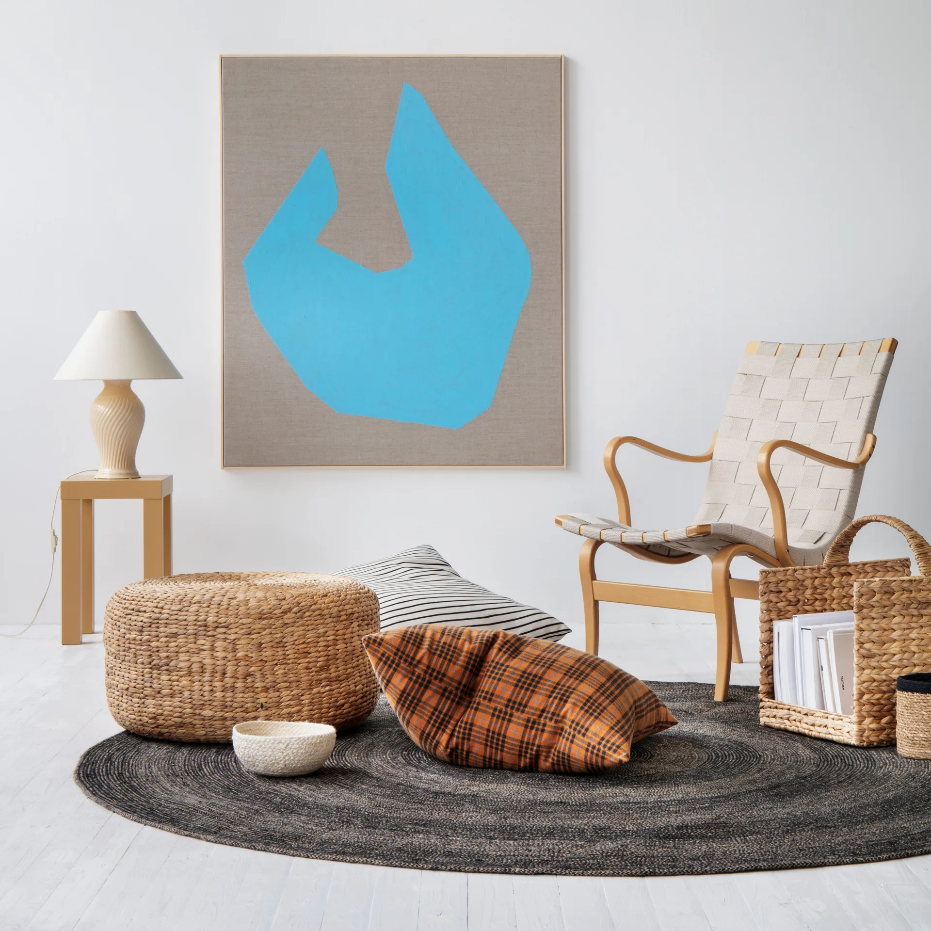 Tapis en jute Ella Ø150 cm, Noir-nature Dixie