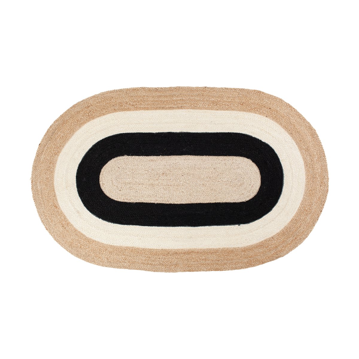 Dixie Tapis ovale en jute rayé Elin, 92x150 cm Black