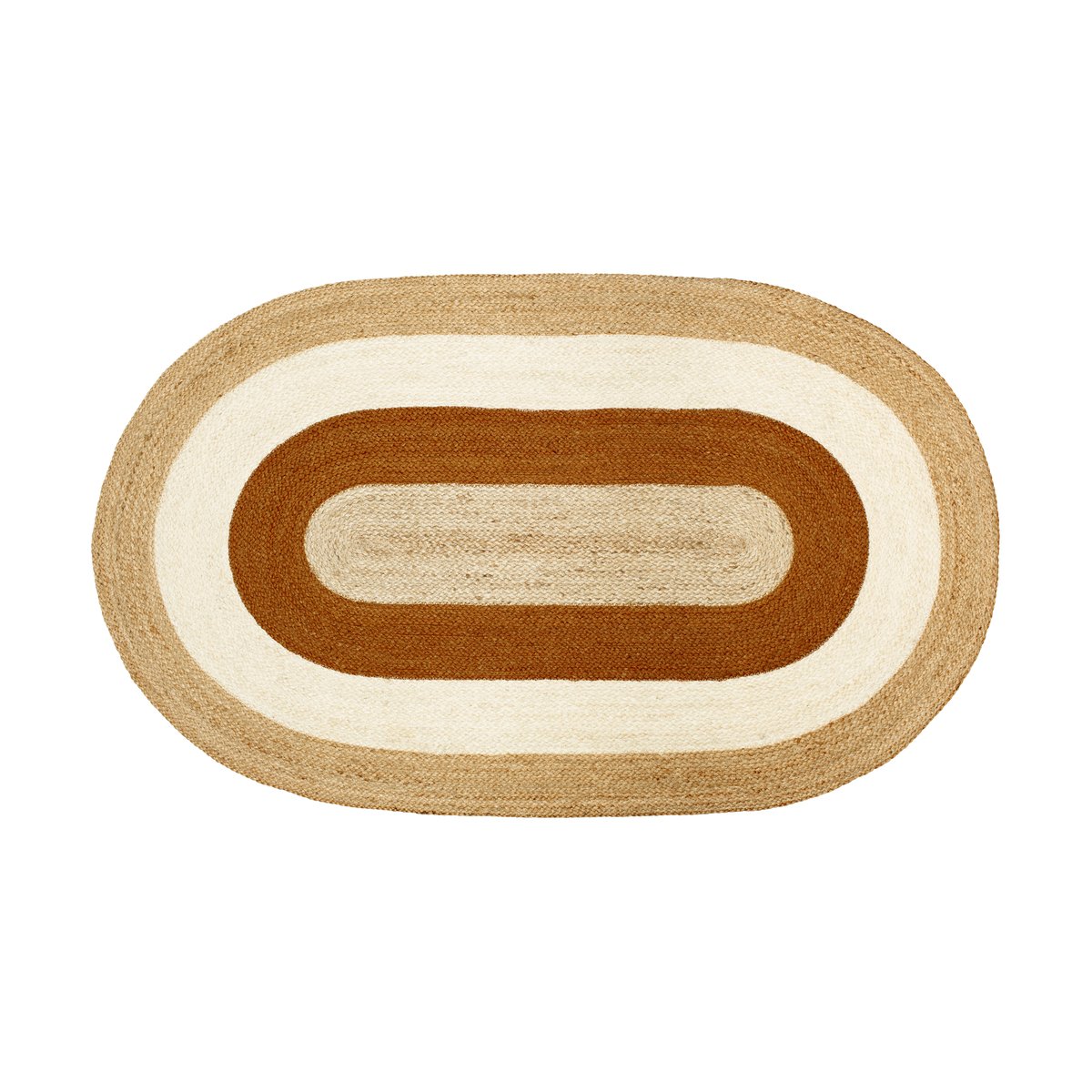 Dixie Tapis ovale en jute rayé Elin, 92x150 cm Brique