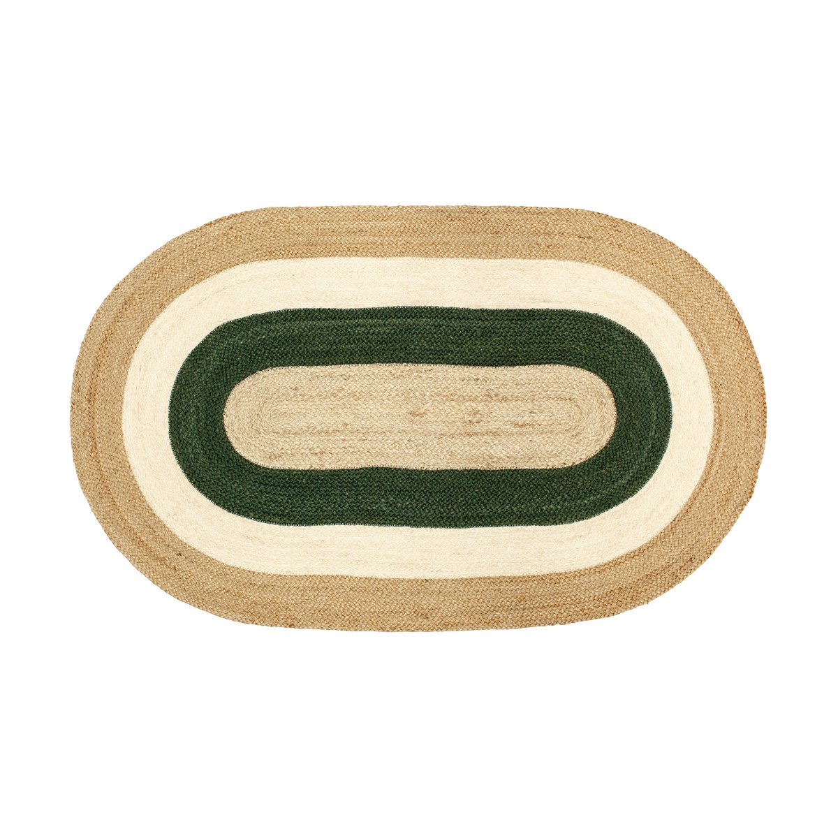 Dixie Tapis ovale en jute rayé Elin, 92x150 cm Vert