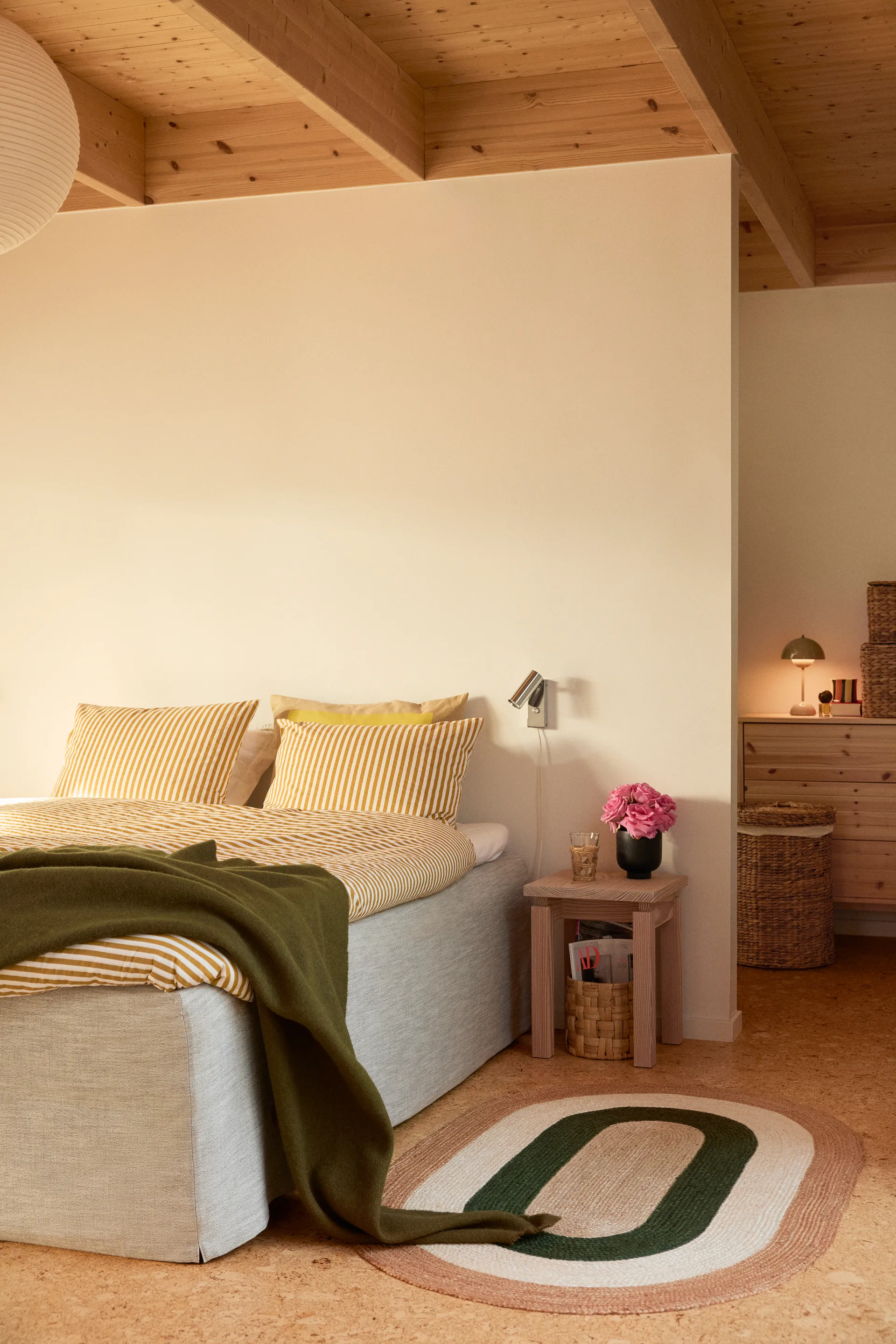 Tapis ovale en jute rayé Elin, 92x150 cm, Vert Dixie