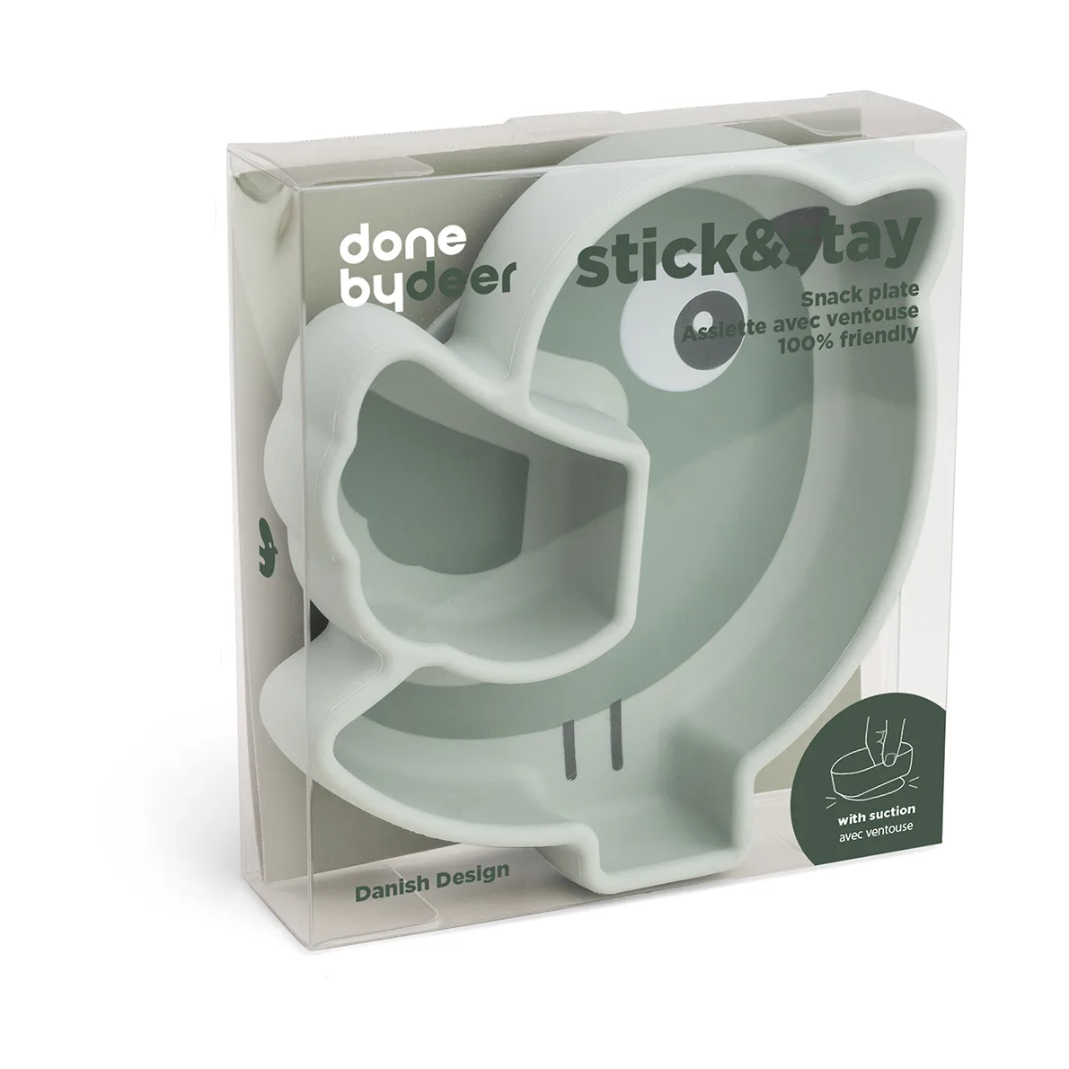 Assiette pour enfants Birdee Stick&Stay Ø12 cm, Vert Done by deer