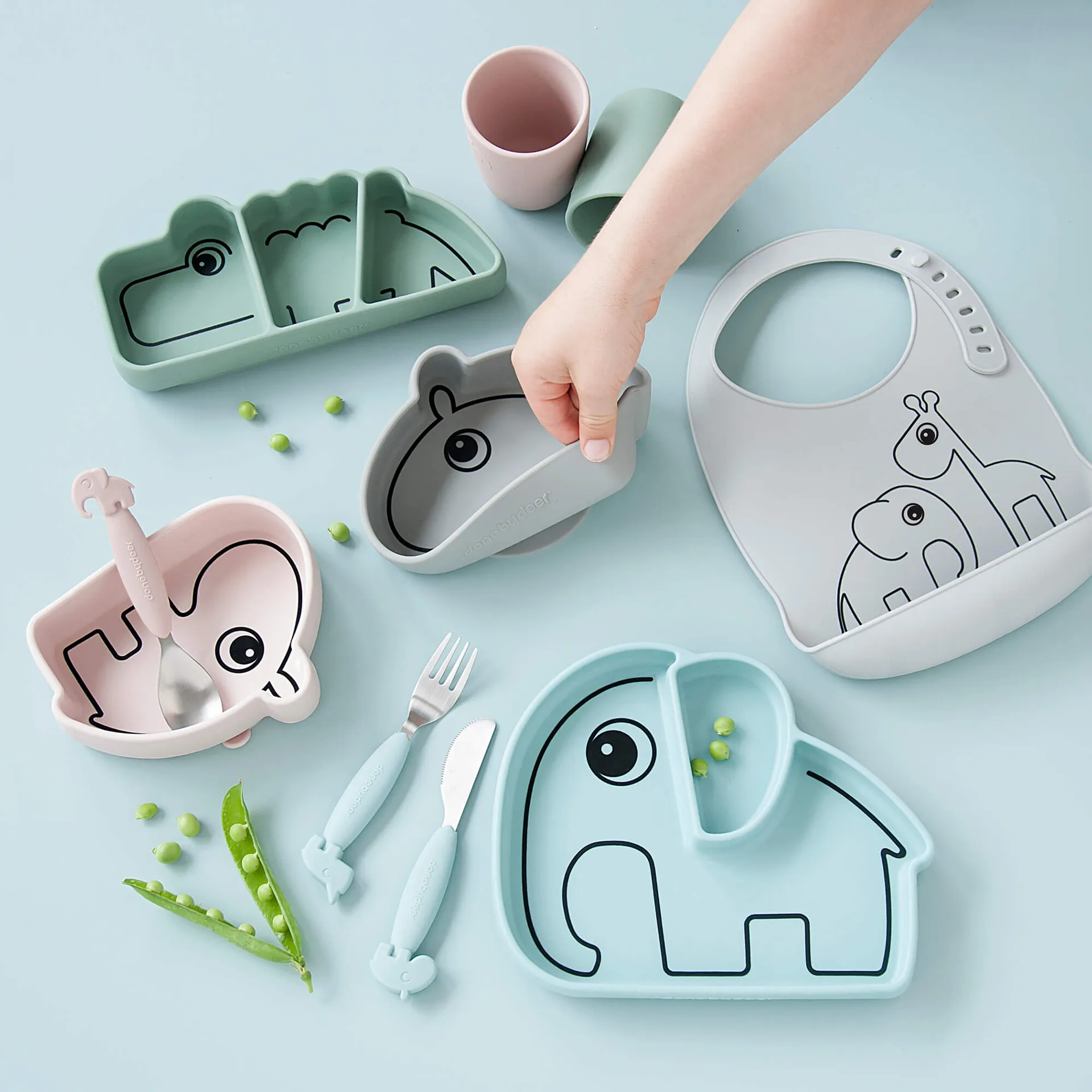 Assiette pour enfants Croco Stick&Stay 9x21 cm, Vert Done by deer