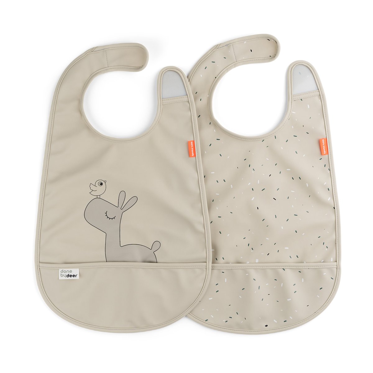 Done by deer Bavoir Lalee avec velcro, lot de 2 Sable