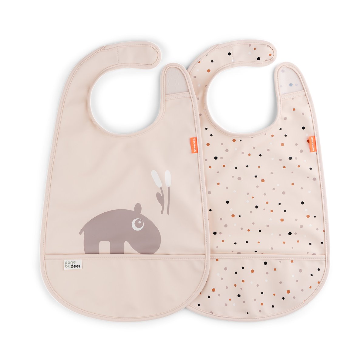 Done by deer Bavoir Ozzo avec velcro, lot de 3 Poudre