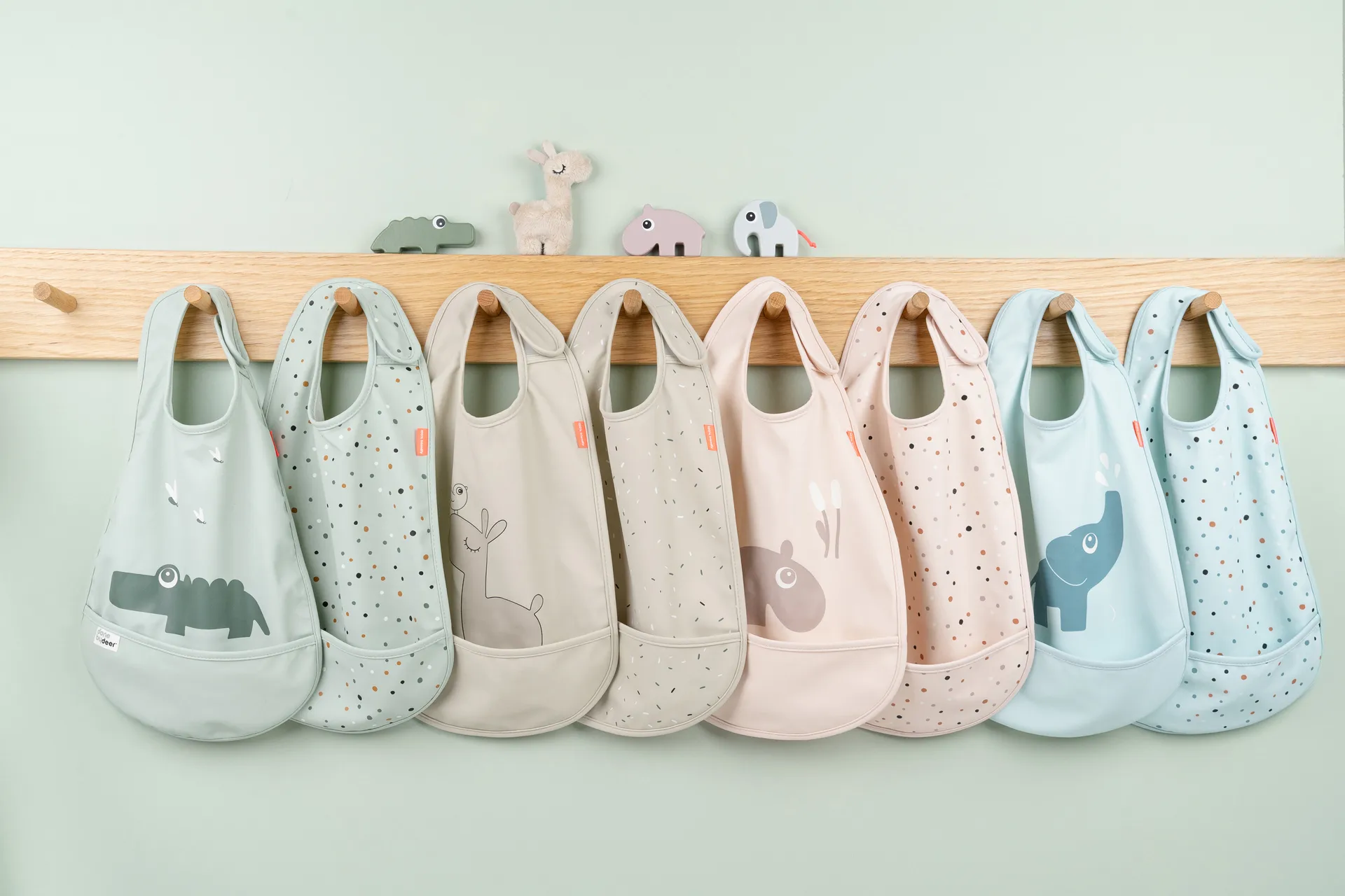 Bavoir Ozzo avec velcro, lot de 3, Poudre Done by deer