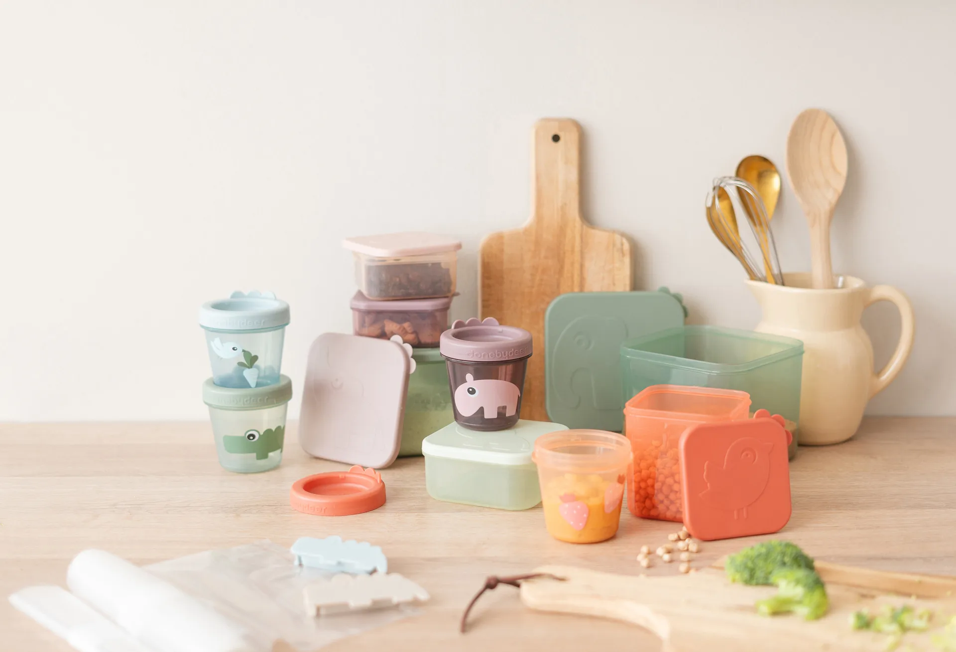 Boîte à lunch Croco, lot de 3, Vert Done by deer