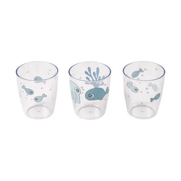 Mini-verres Sea Friends yummy, lot de 3, 12 cl - Bleu - Done by deer