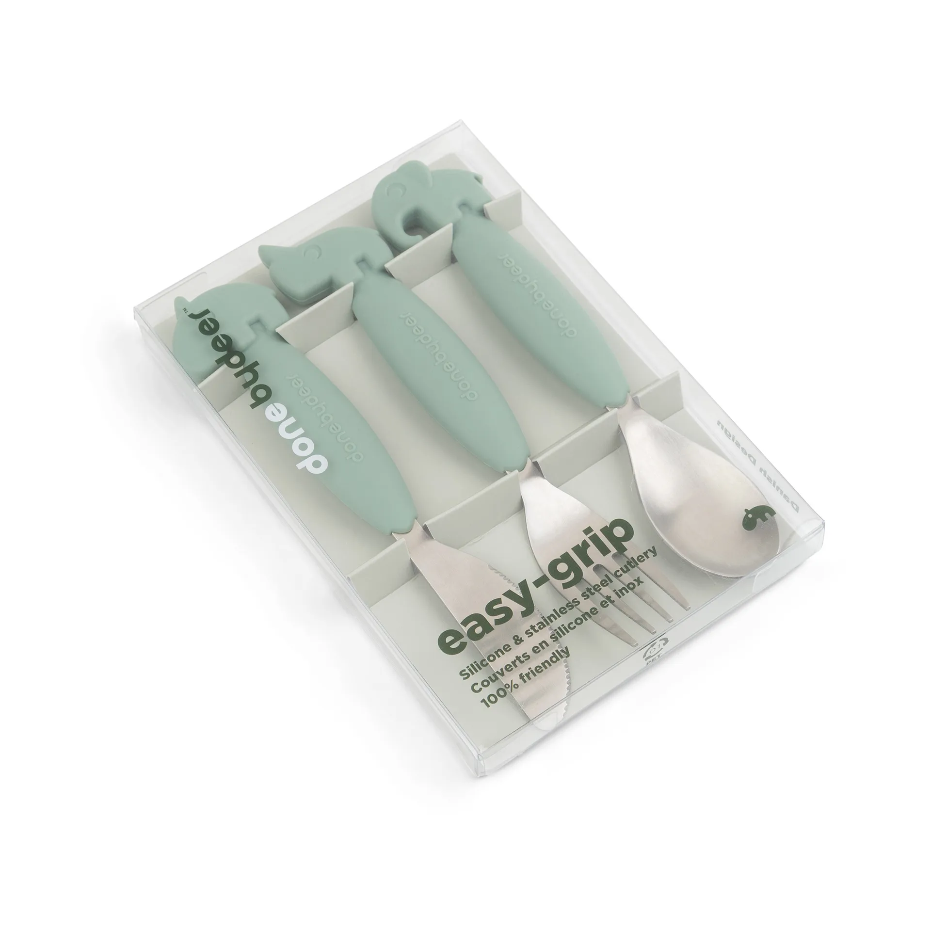 Set de couverts Easy-grip Deer Friends 3 pièces, Vert Done by deer