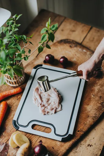 Attendrisseur à viande Kata en acier inoxydable 28,8×6,1×5,1 cm - Poignée en bois - Dorre