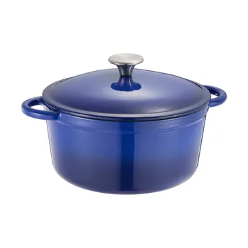 Cocotte ronde en fonte Gretl avec bouton en acier inoxydable 4 L - Bleu - Dorre