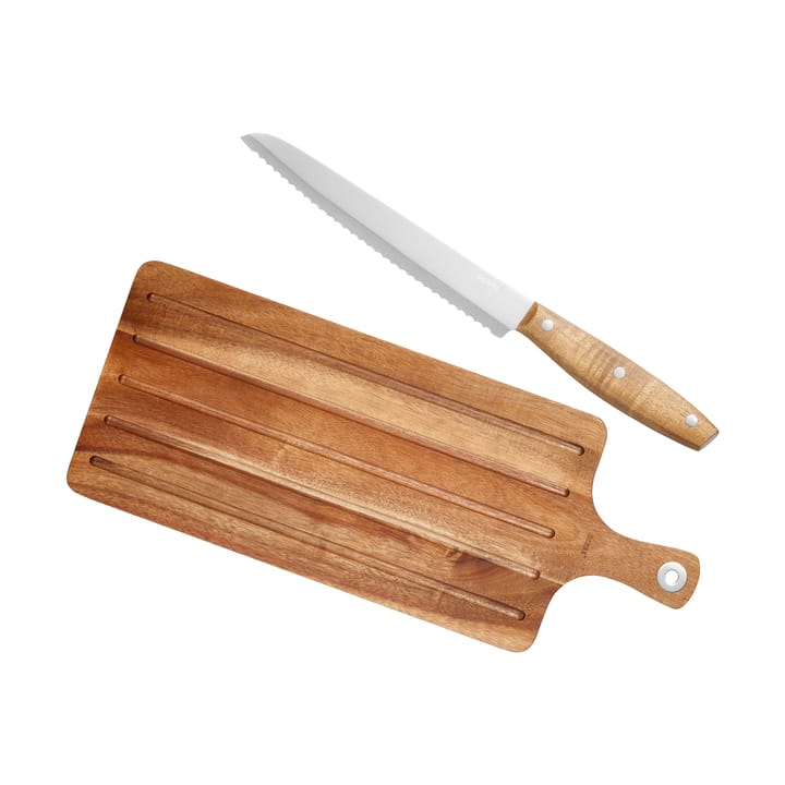 Couteau à pain Billy et planche à découper 2 pièces - Acacia-acier inoxydable - Dorre