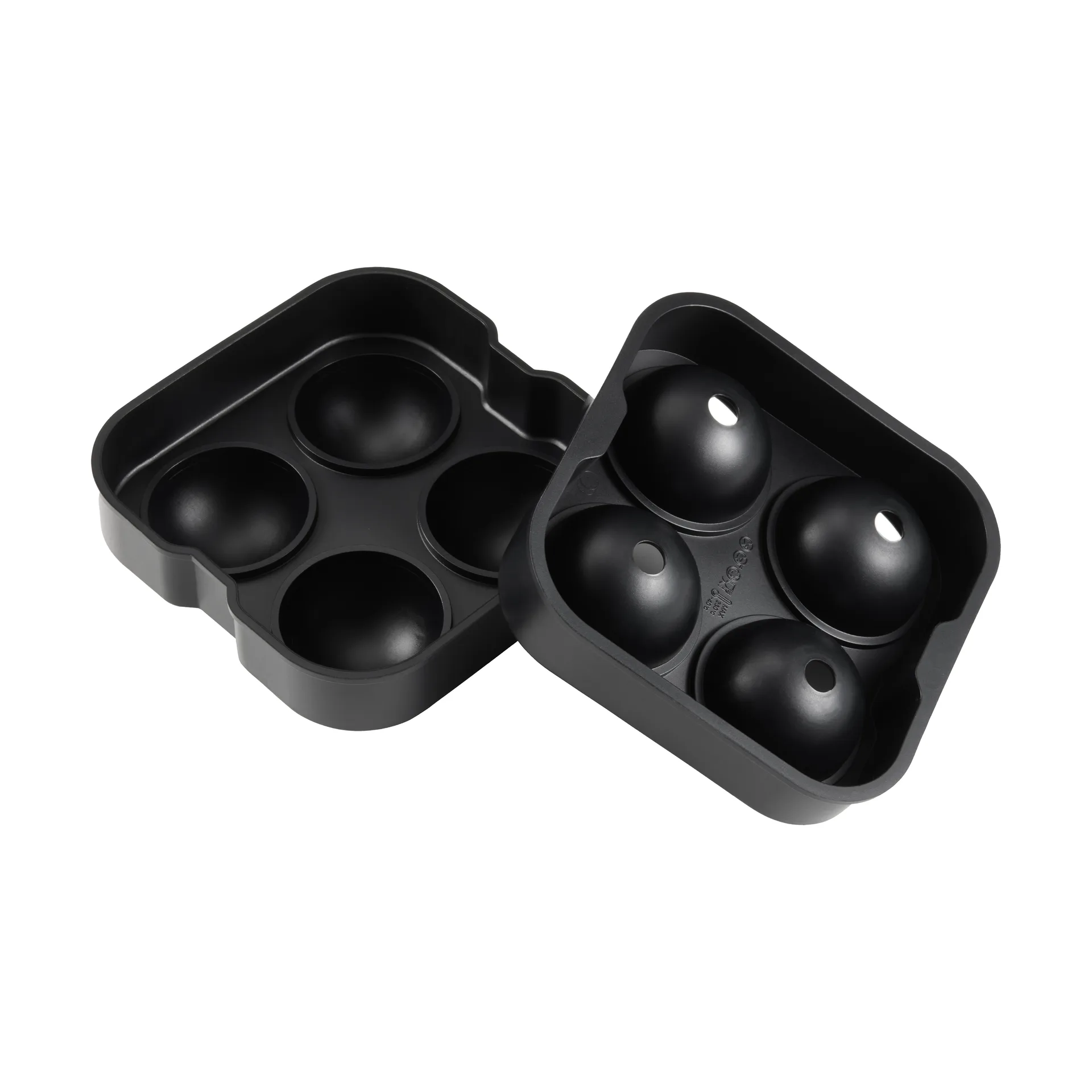 Cubes à glaçons ronds Isha, Lot de 4, Noir Dorre