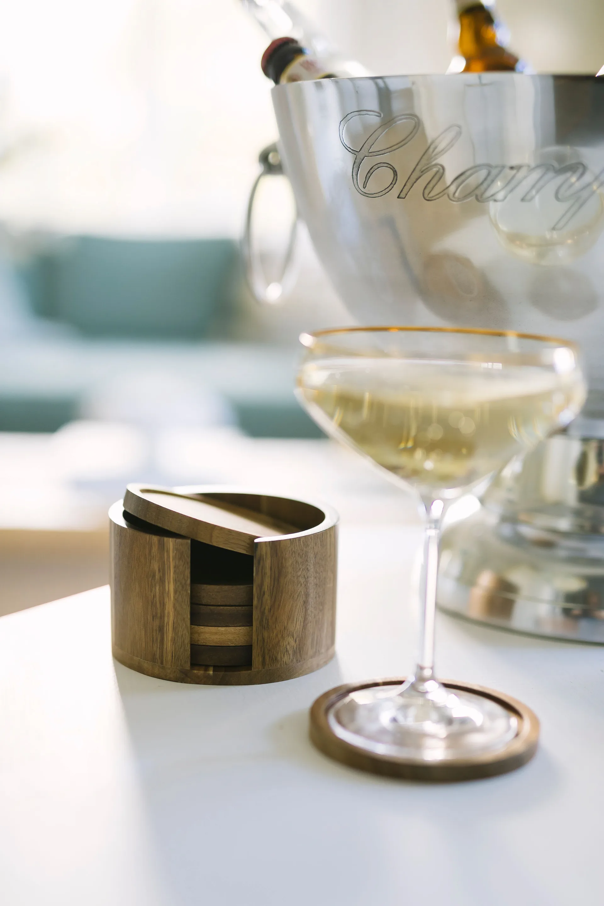 Dessous de verre Gota Ø10 cm Lot de 6, Acacia Dorre