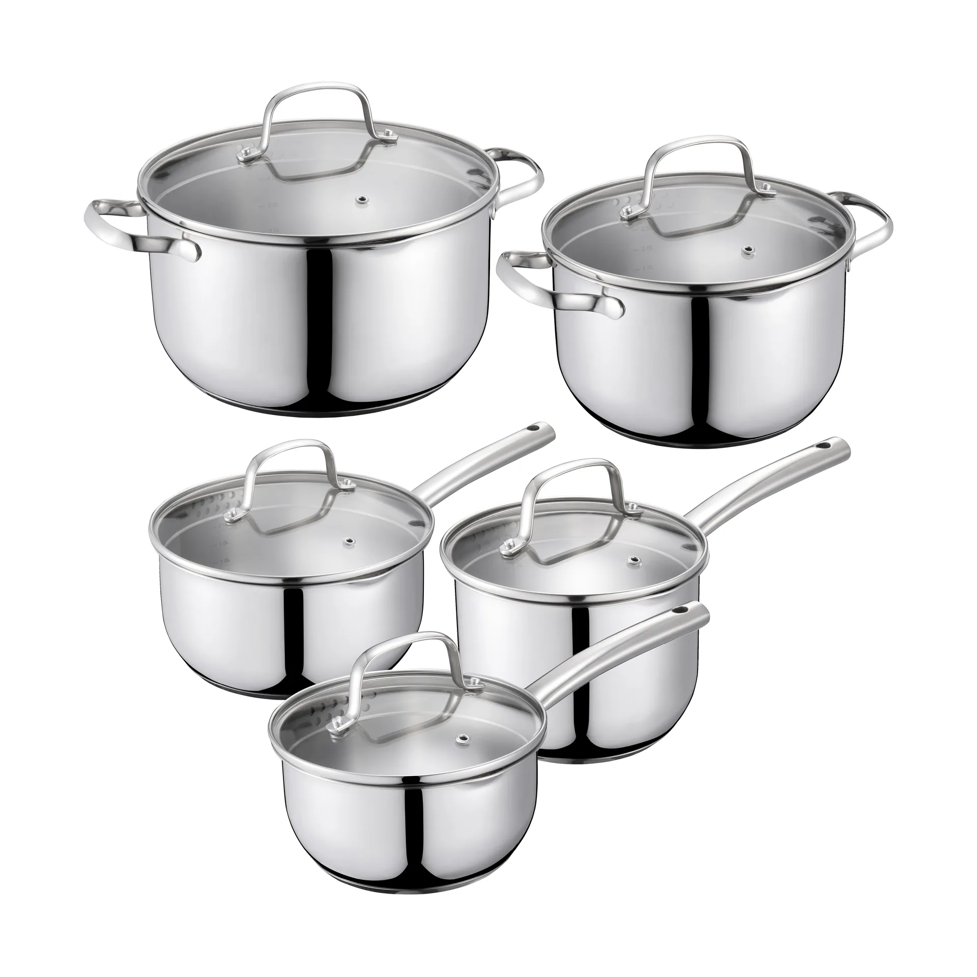 Kerri set de casseroles, Acier inoxydable, 10 pièces Dorre