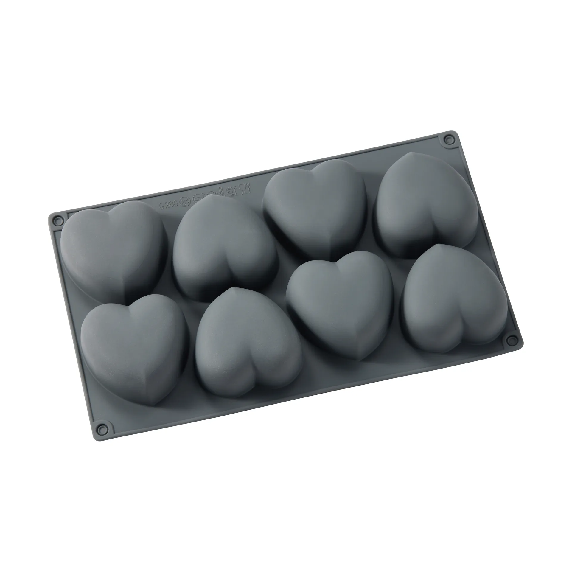 Moule à gâteau Beck, Gris, cœur, silicone, 8 pcs Dorre