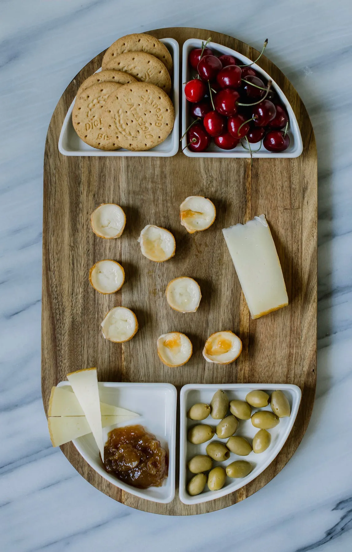 Plateau de service Sevyn + bol 5 pièces, Porcelaine blanche d'Acacia Dorre