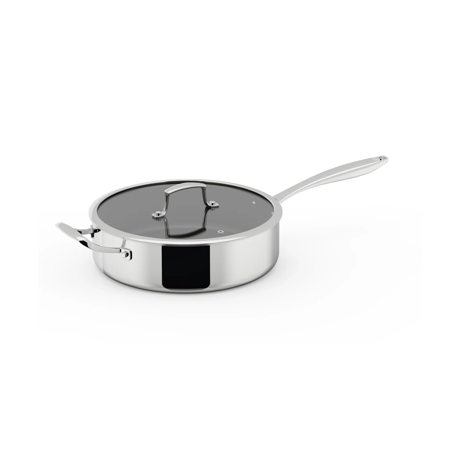 Poêle à sauté Trivence revêtement céramique, Acier inoxydable, couvercle en verre, Ø28 cm Dorre
