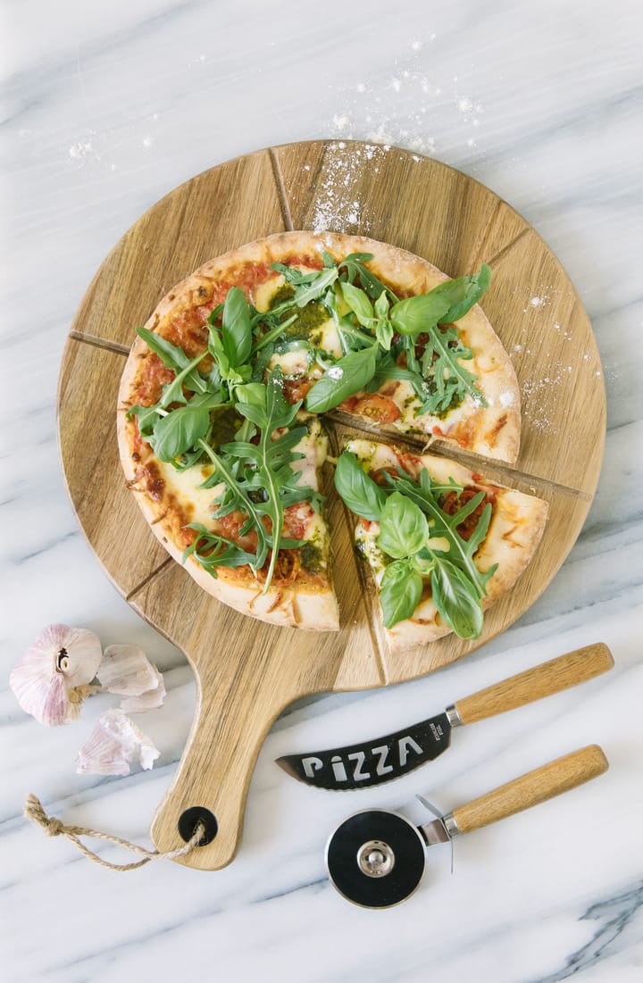 Set à pizza Pino Couteau et roulette à pizza - Acacia-acier inoxydable - Dorre