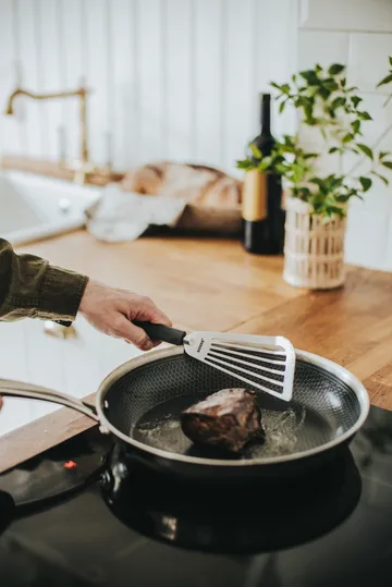 Spatule Saira 33×8,5×1,8 cm - Acier inoxydable-poignée en silicone grise - Dorre