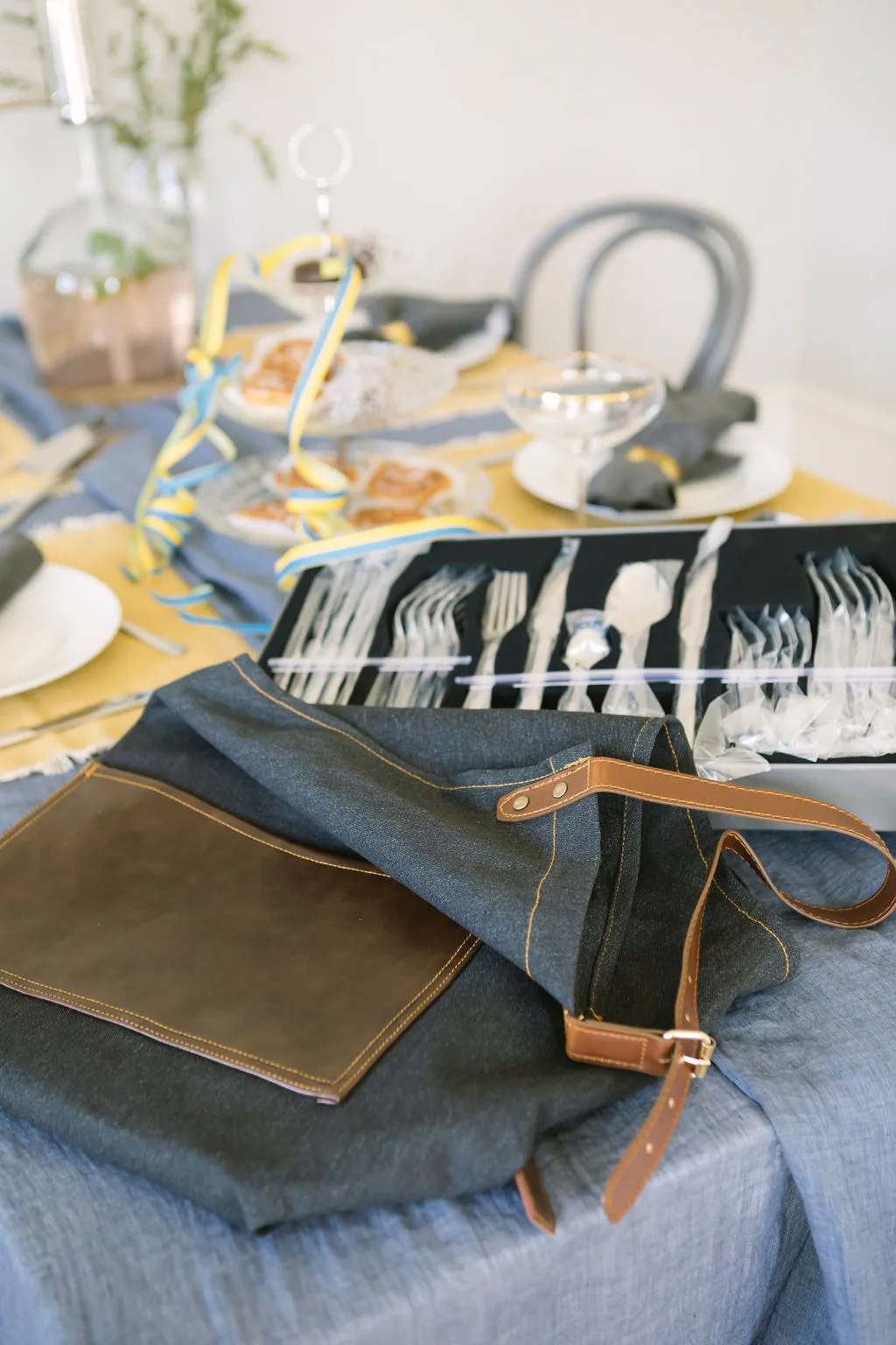 Tablier Elena 70x80 cm, Bleu Dorre