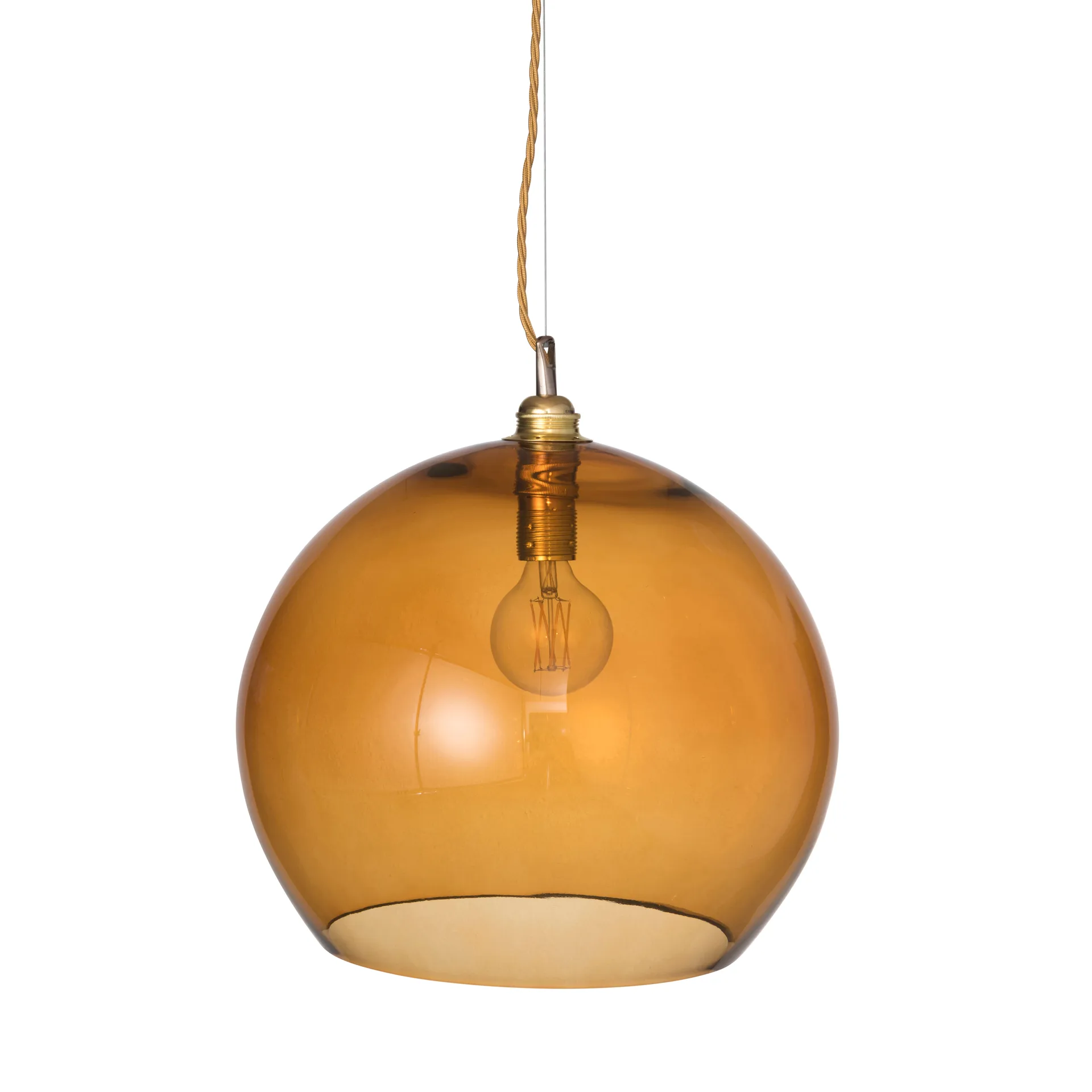 Lampe à suspension Rowan, Ø 39 cm, Toast avec câble doré EBB & FLOW