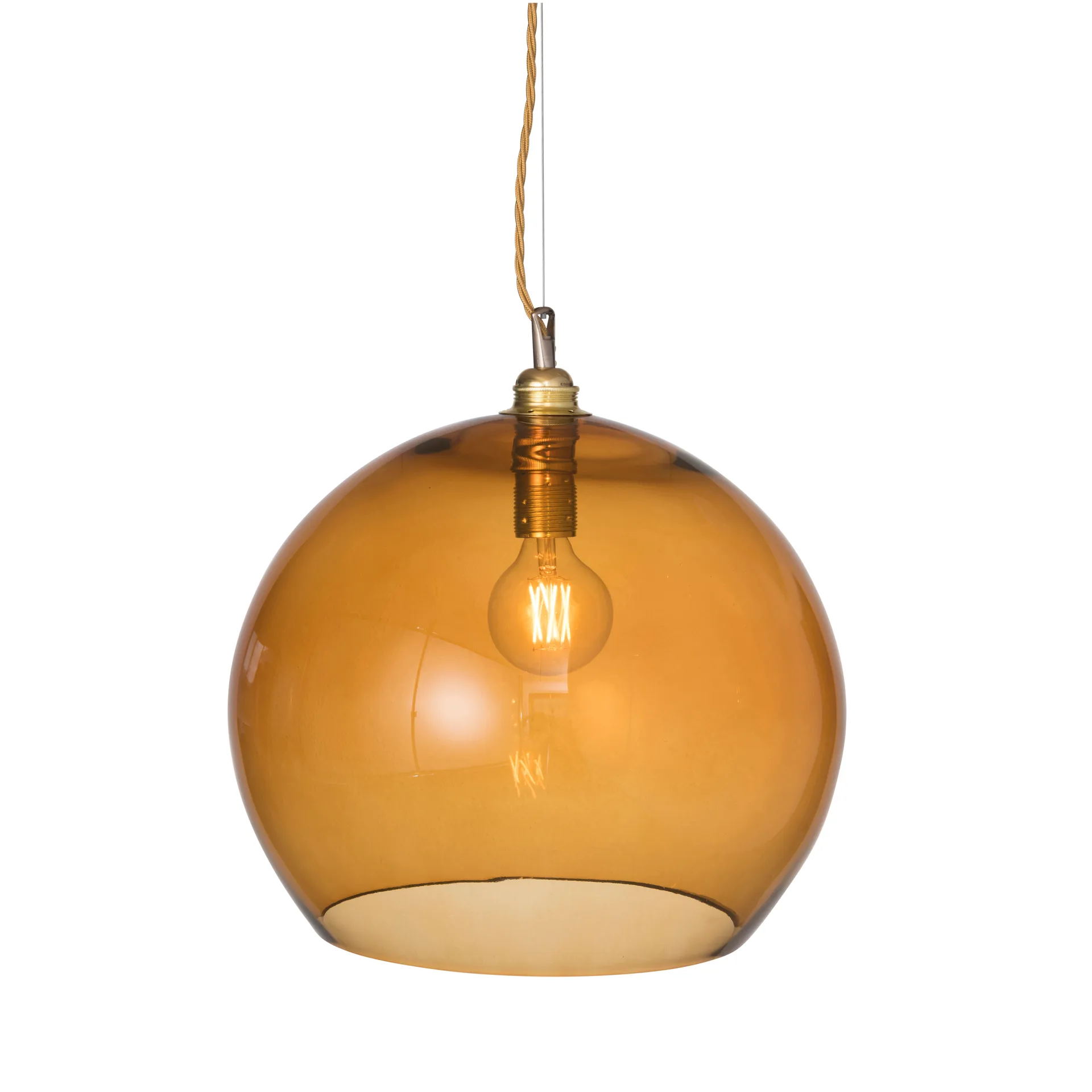 Lampe à suspension Rowan, Ø 39 cm, Toast avec câble doré EBB & FLOW