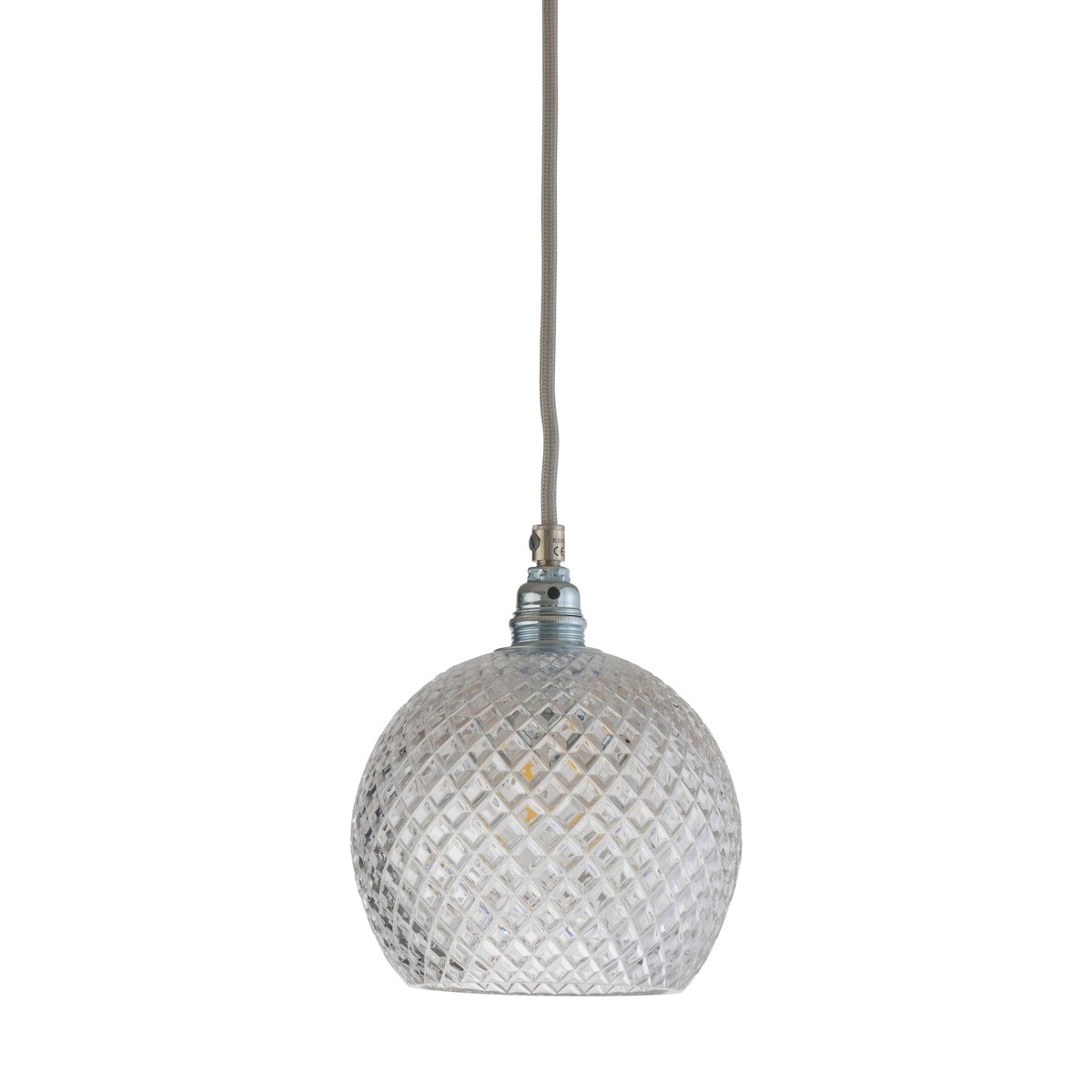 EBB & FLOW Lampe à suspension Rowan Chrystal Ø 15,5 cm Small check avec câble argenté