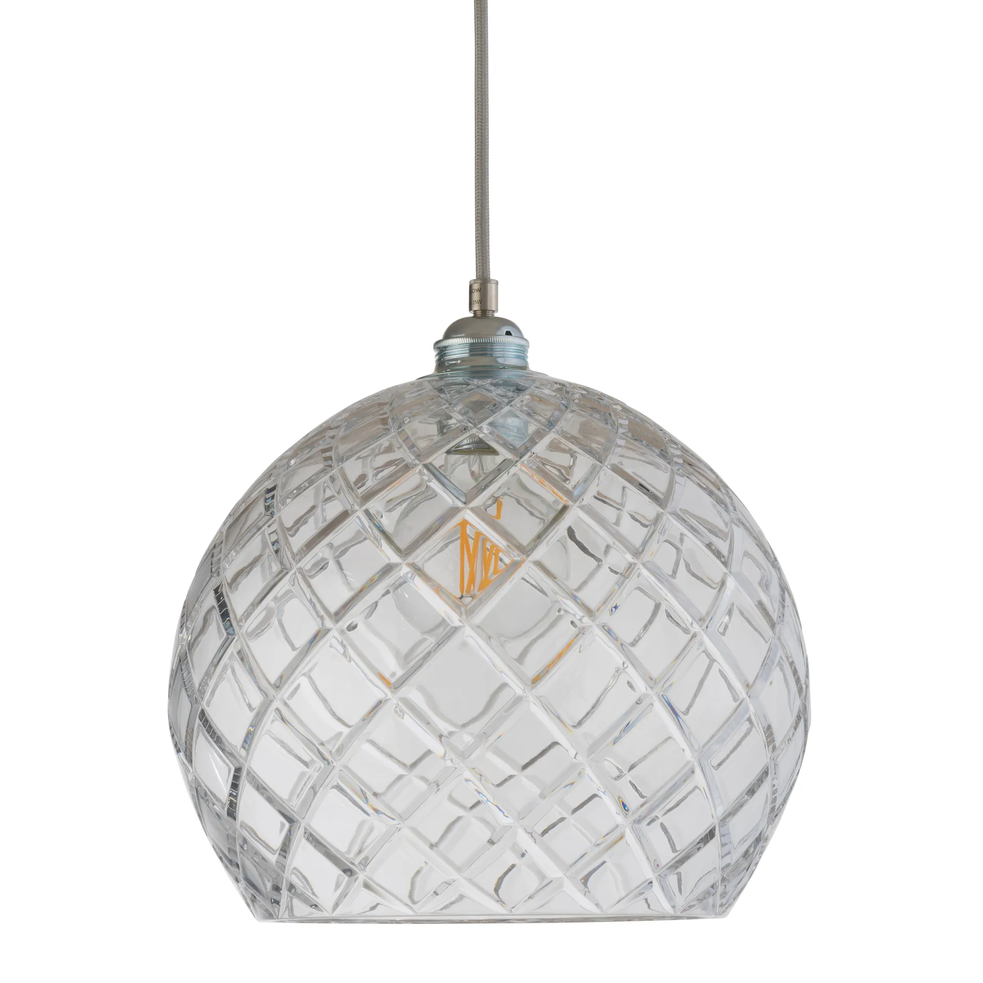 Lampe à suspension Rowan Chrystal Ø 28 cm, Medium check avec câble argenté EBB & FLOW