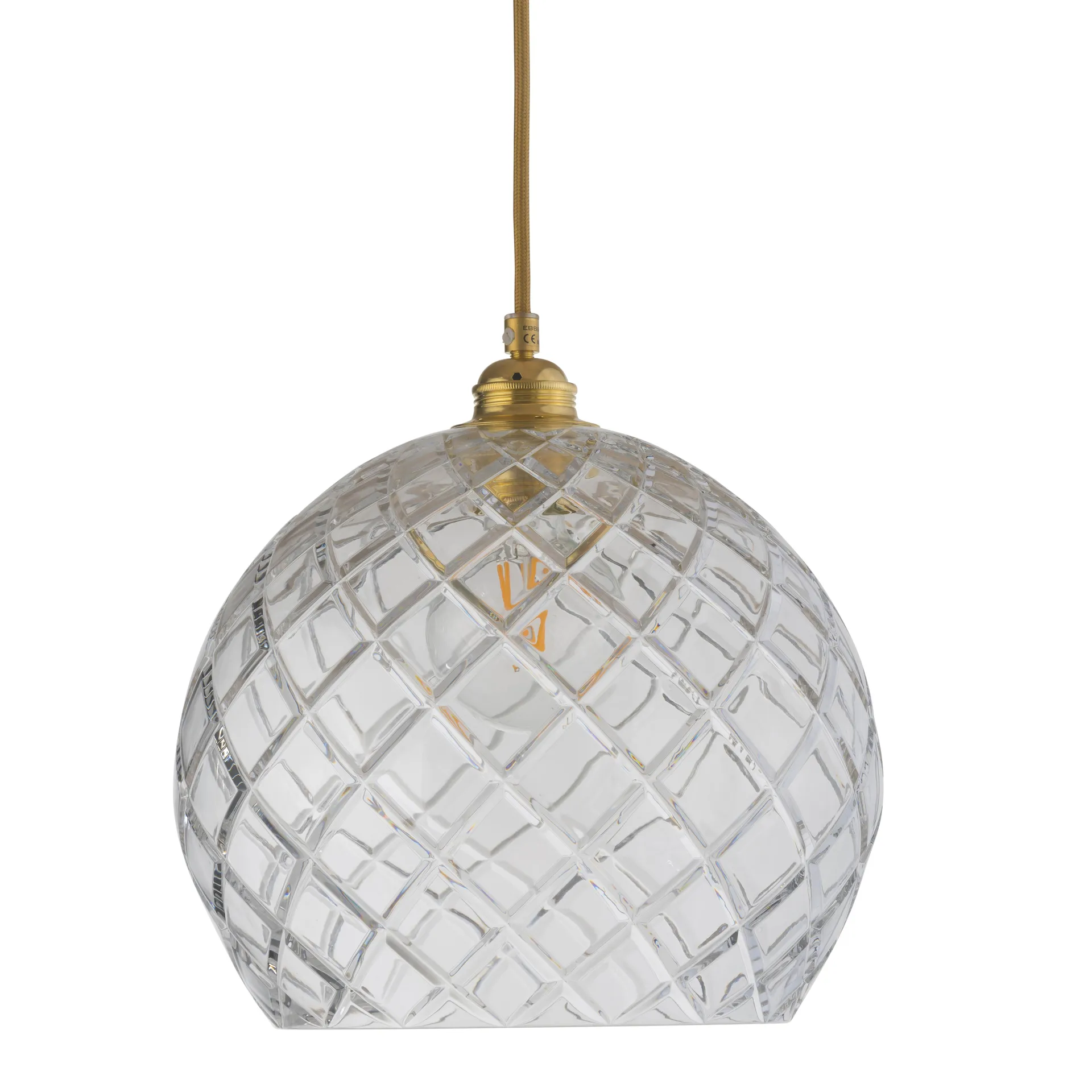 Lampe à suspension Rowan Chrystal Ø 28 cm, Medium check avec câble doré EBB & FLOW
