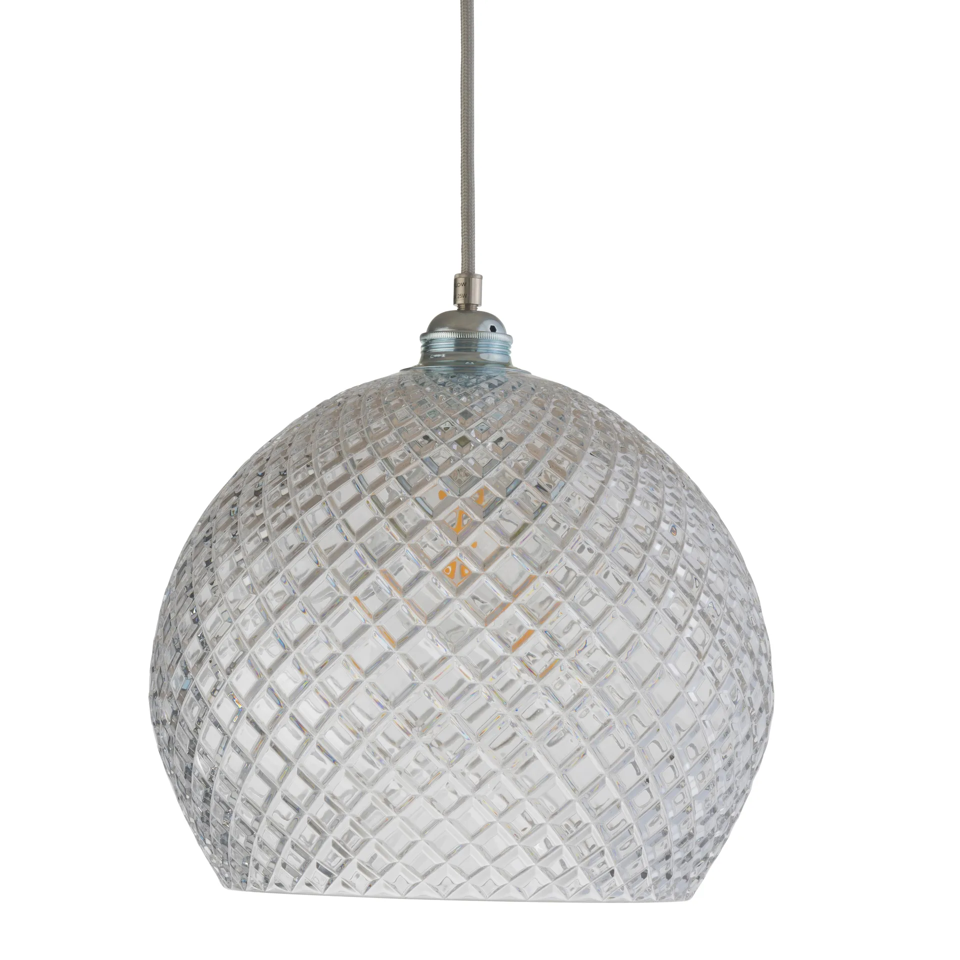Lampe à suspension Rowan Chrystal Ø 28 cm, Small check avec câble argenté EBB & FLOW