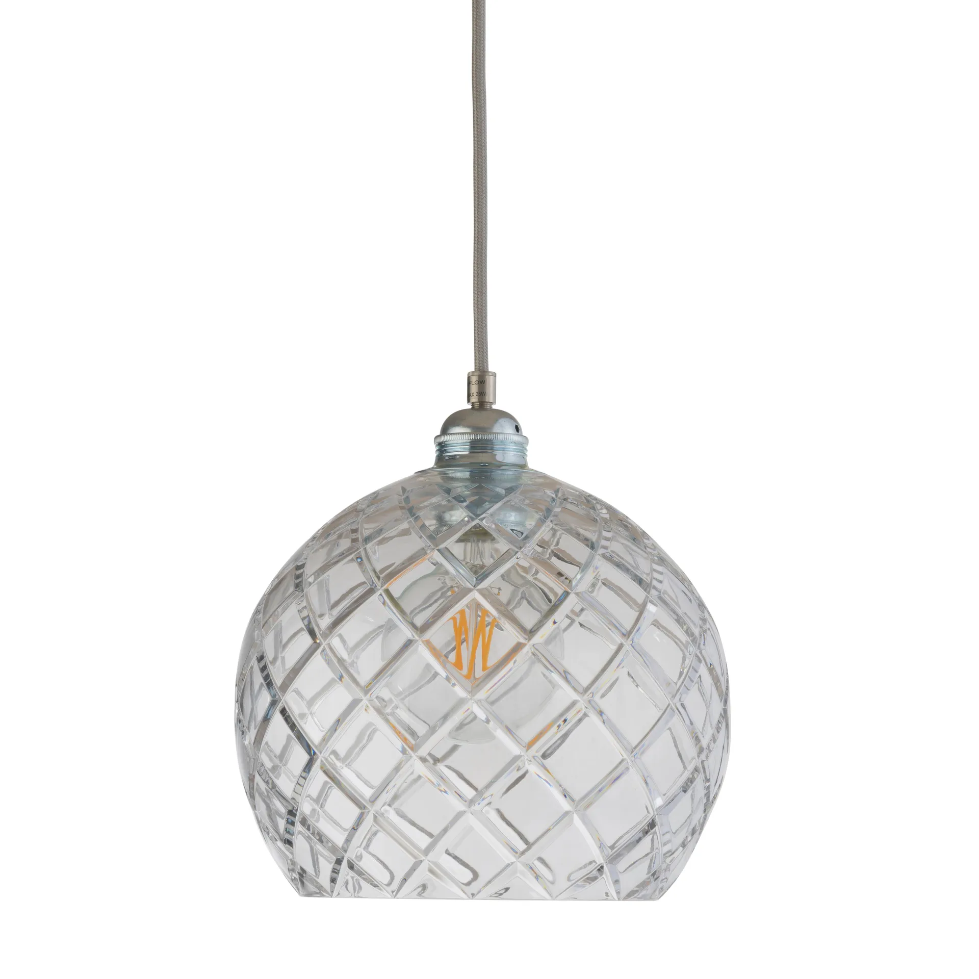 Lampe à suspension Rowan Crystal Ø 22 cm, Medium check avec câble argenté EBB & FLOW