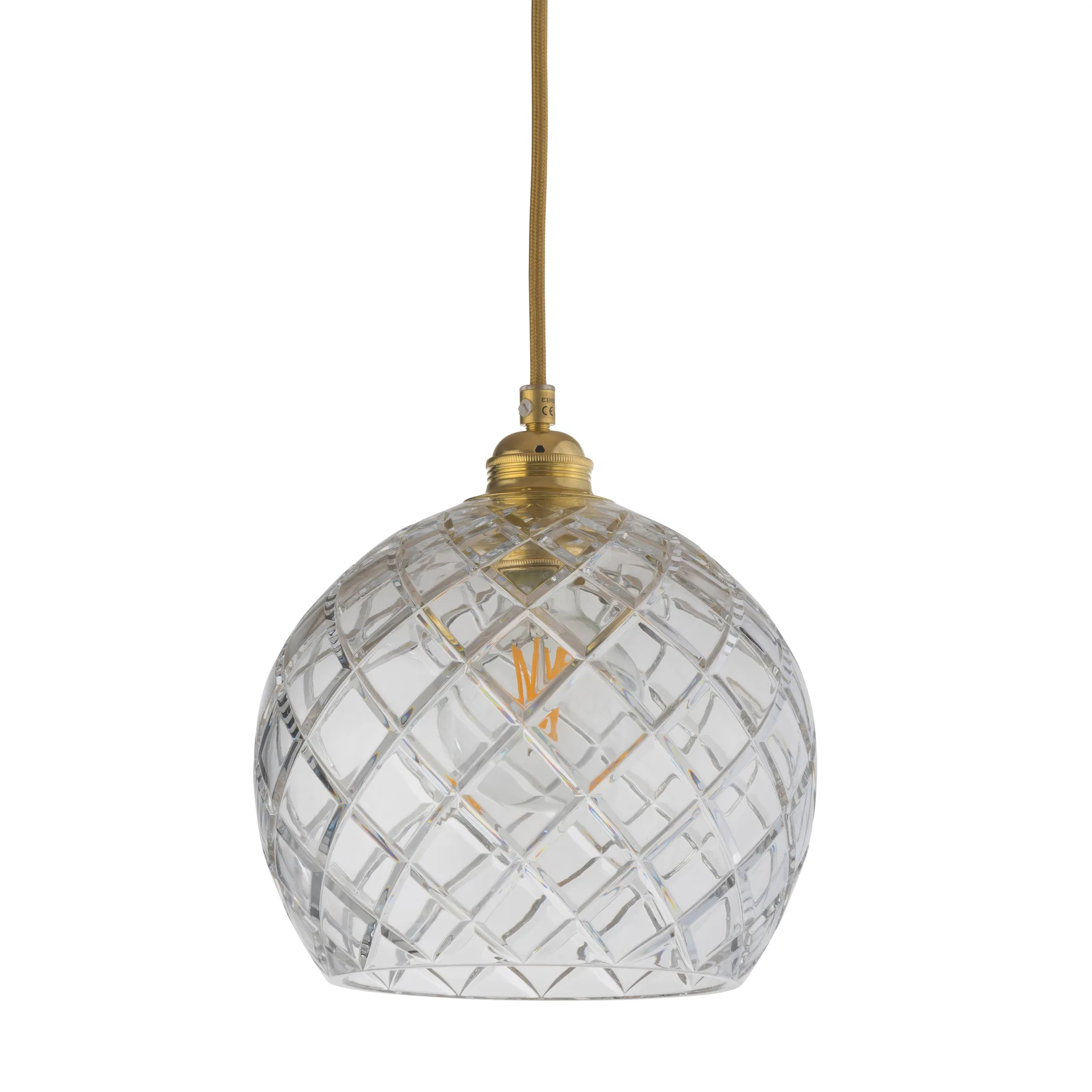 Lampe à suspension Rowan Crystal Ø 22 cm, Medium check avec câble doré EBB & FLOW